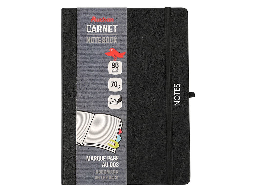 CADERNO A5 AUCHAN LINHAS CAPA PRETA image number 0