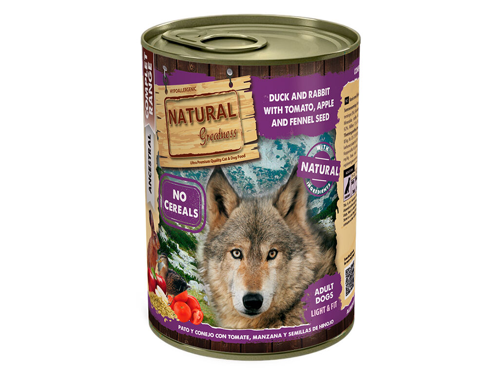 COMIDA H&Uacute;MIDA NATURAL GREATNESS C&Atilde;O PATO/COELHO 400G image number 1