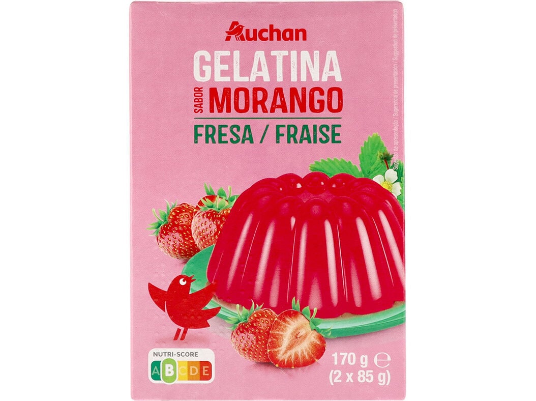 GELATINA AUCHAN MORANGO 170G