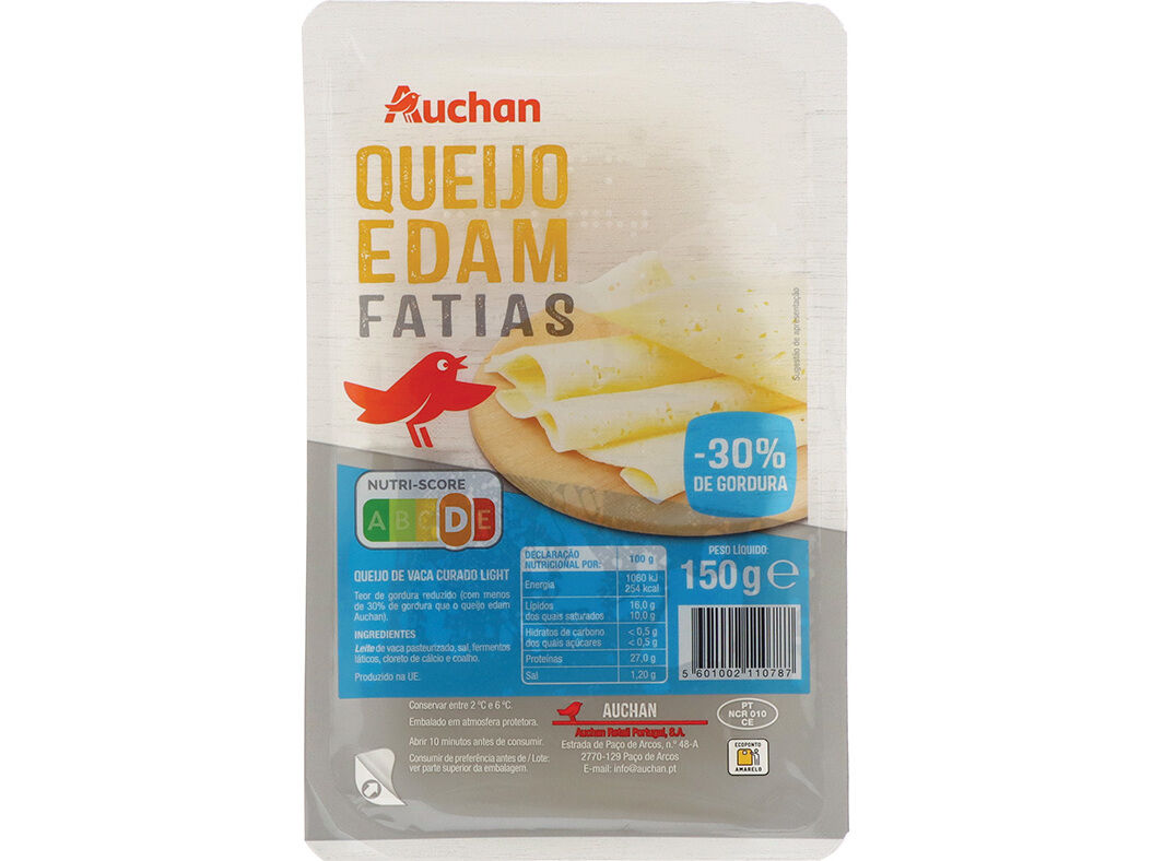 QUEIJO EDAM AUCHAN FATIAS LIGHT 150 G image number 0