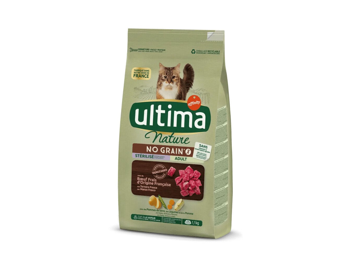 RA&Ccedil;&Atilde;O PARA GATO NATURE NO GRAIN COM VACA 1.10KG image number 0