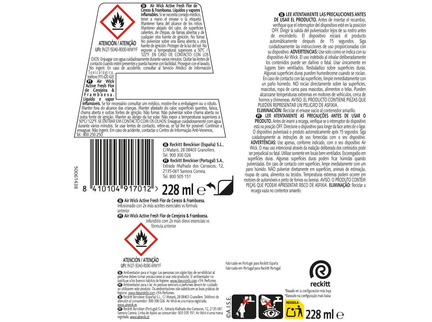 AMBIENTADOR PORT&Aacute;TIL AIRWICK FLOR CEREJEIRA FRAMB REC 2UN image number 1