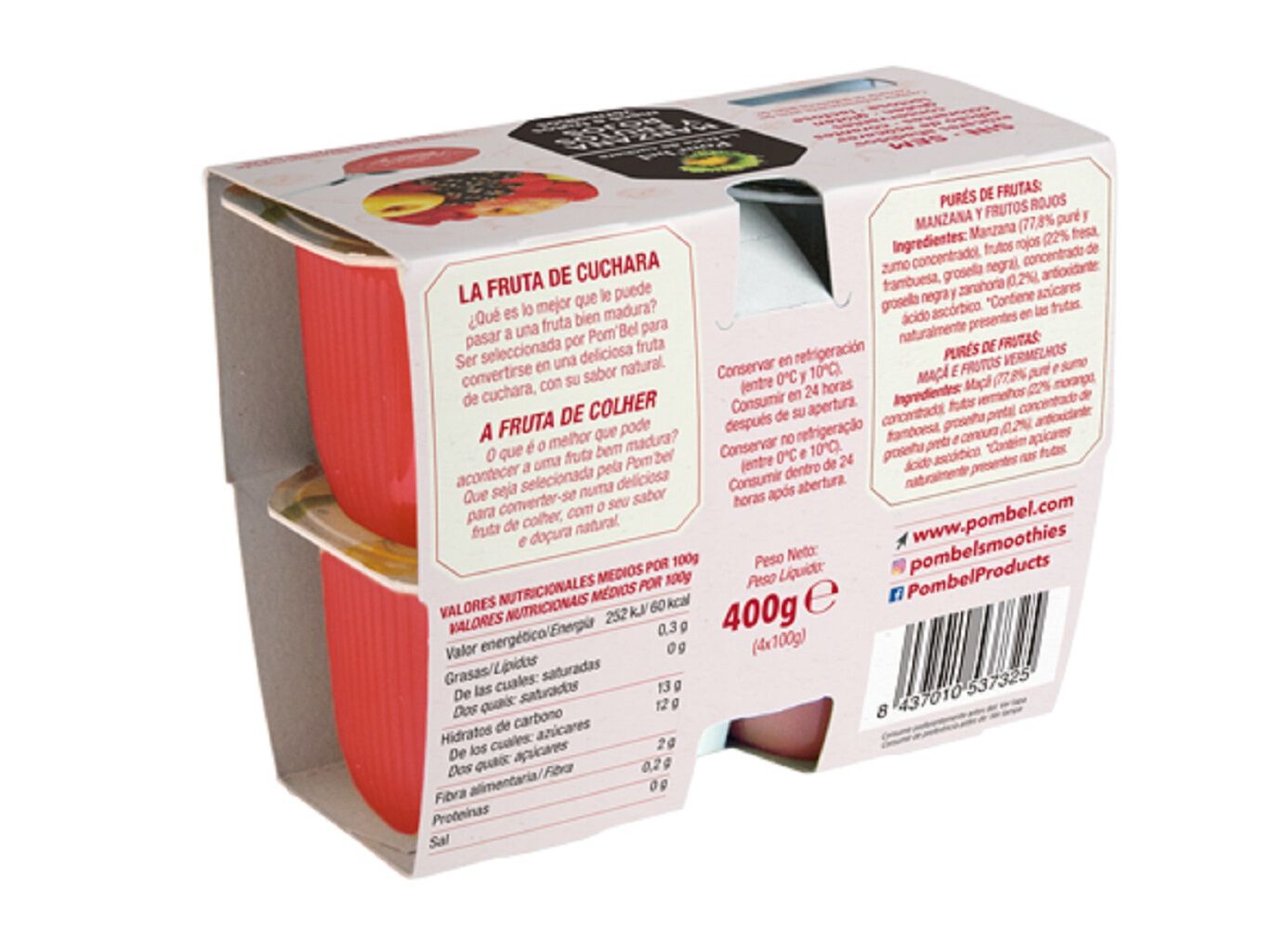PUR&Eacute; DE FRUTA POM`BEL MA&Ccedil;&Atilde; FRUTOS VERMELHOS 4 X 100G image number 1