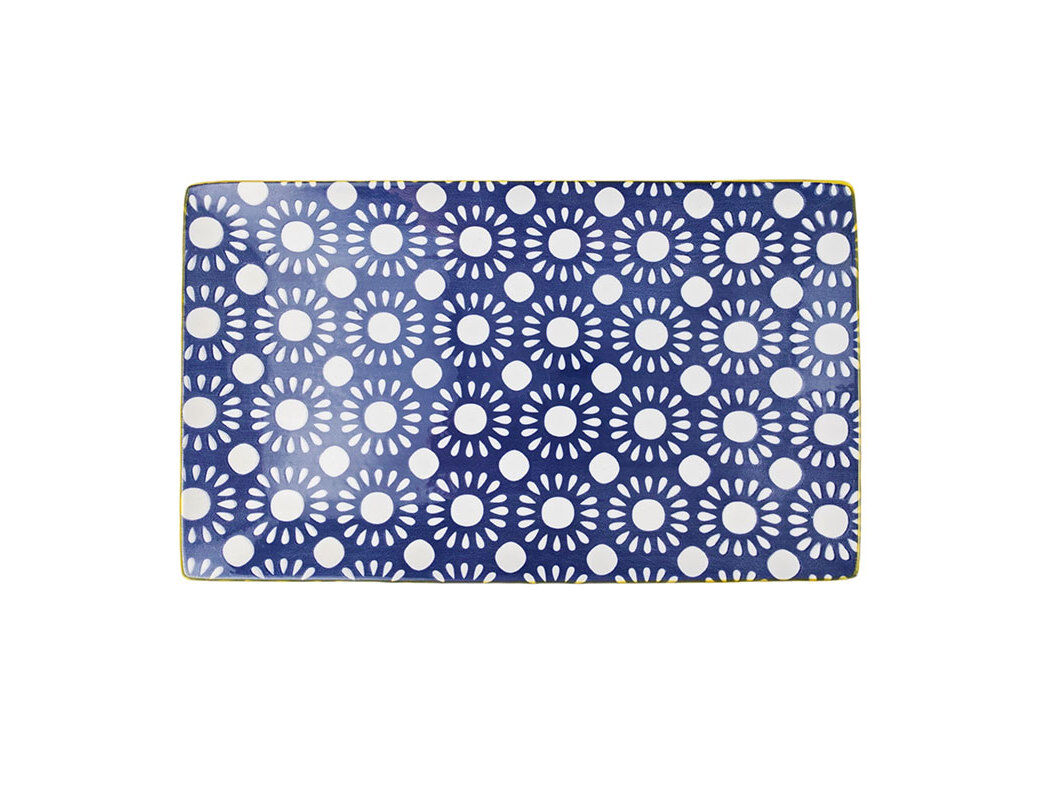 TRAVESSA GR&Eacute;S ACTUEL RETANGULAR AZUL/AMARELO 16X28CM