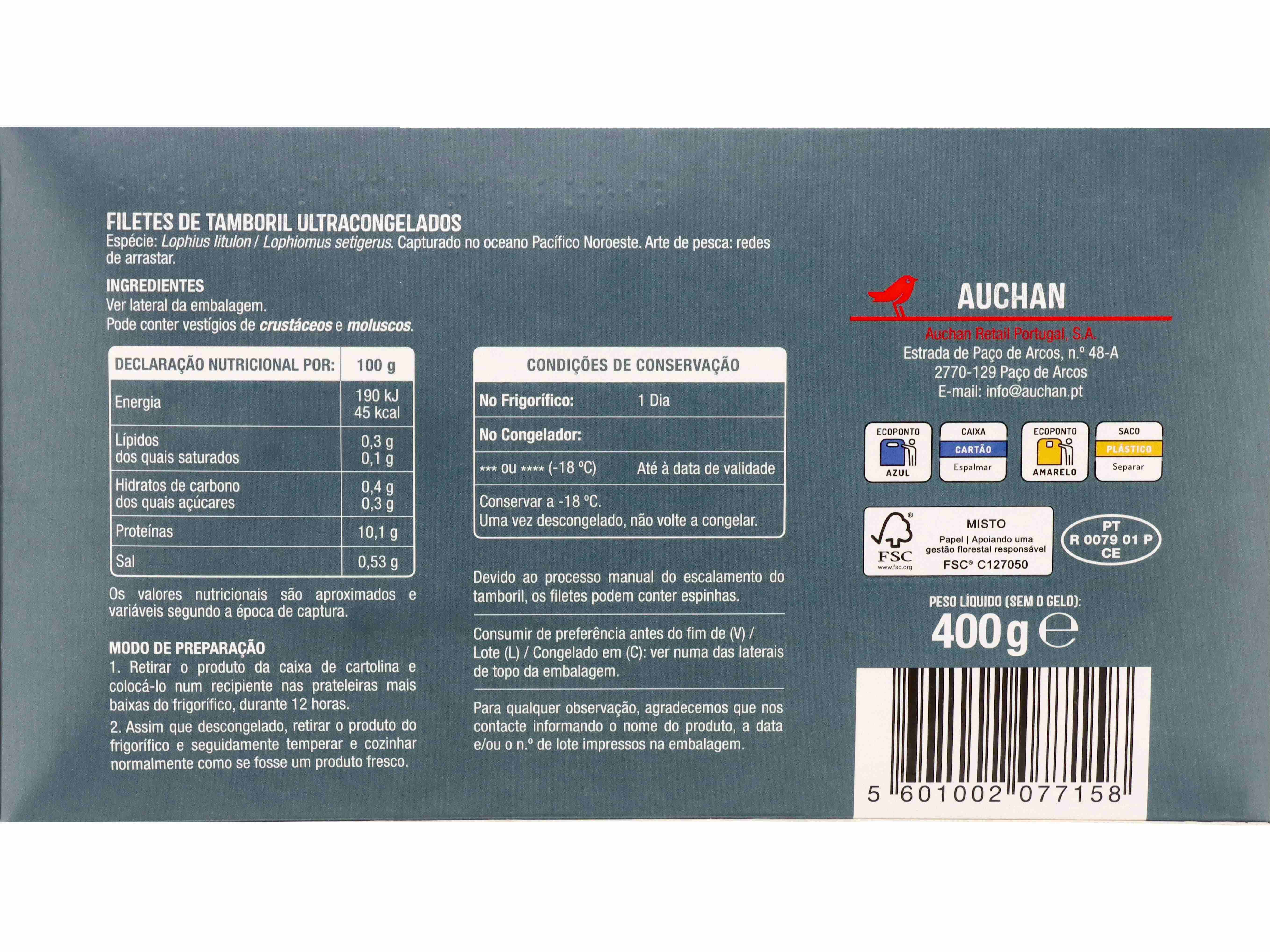 FILETES DE TAMBORIL AUCHAN 400G image number 1