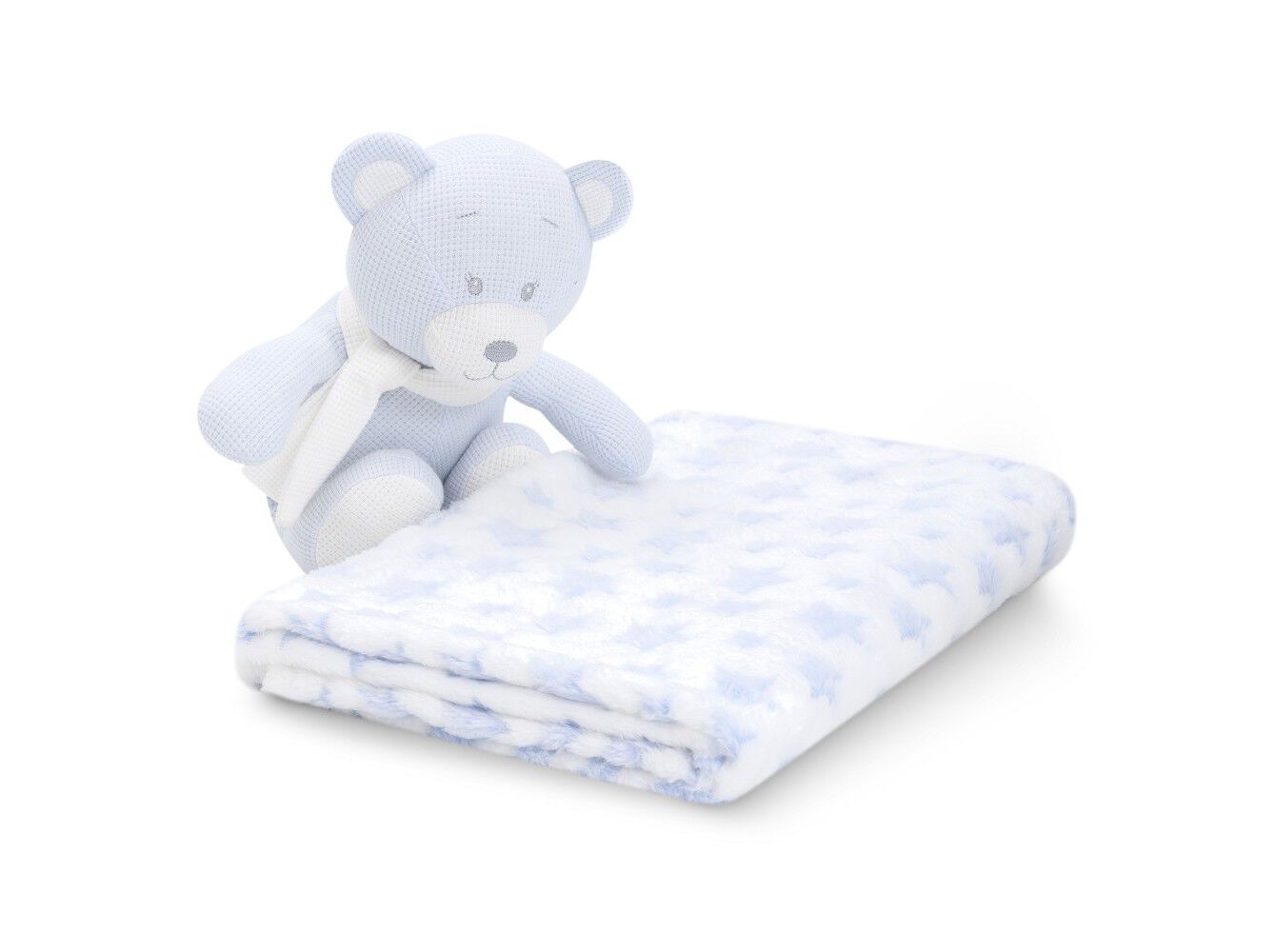 CONJUNTO DE MANTA + PELUCHE INTERBABY ALGOD&Atilde;O URSO AZUL image number 3