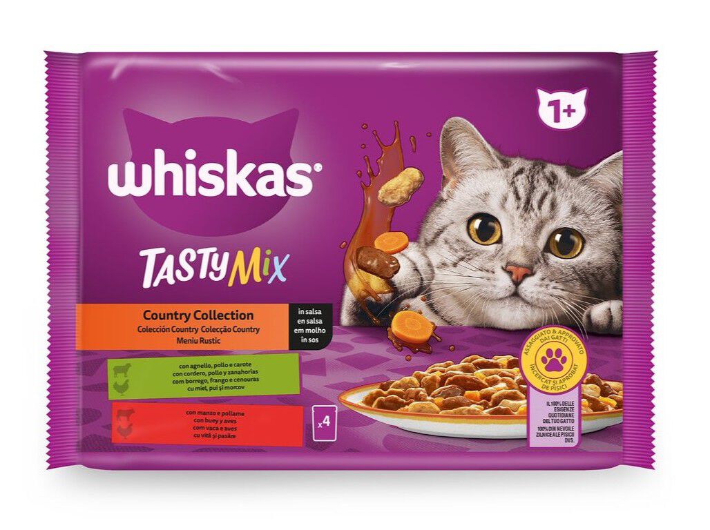 COMIDA H&Uacute;MIDA PARA GATO WHISKAS TASTY MIX COUNTRY COLLECTION 4X85G image number 1