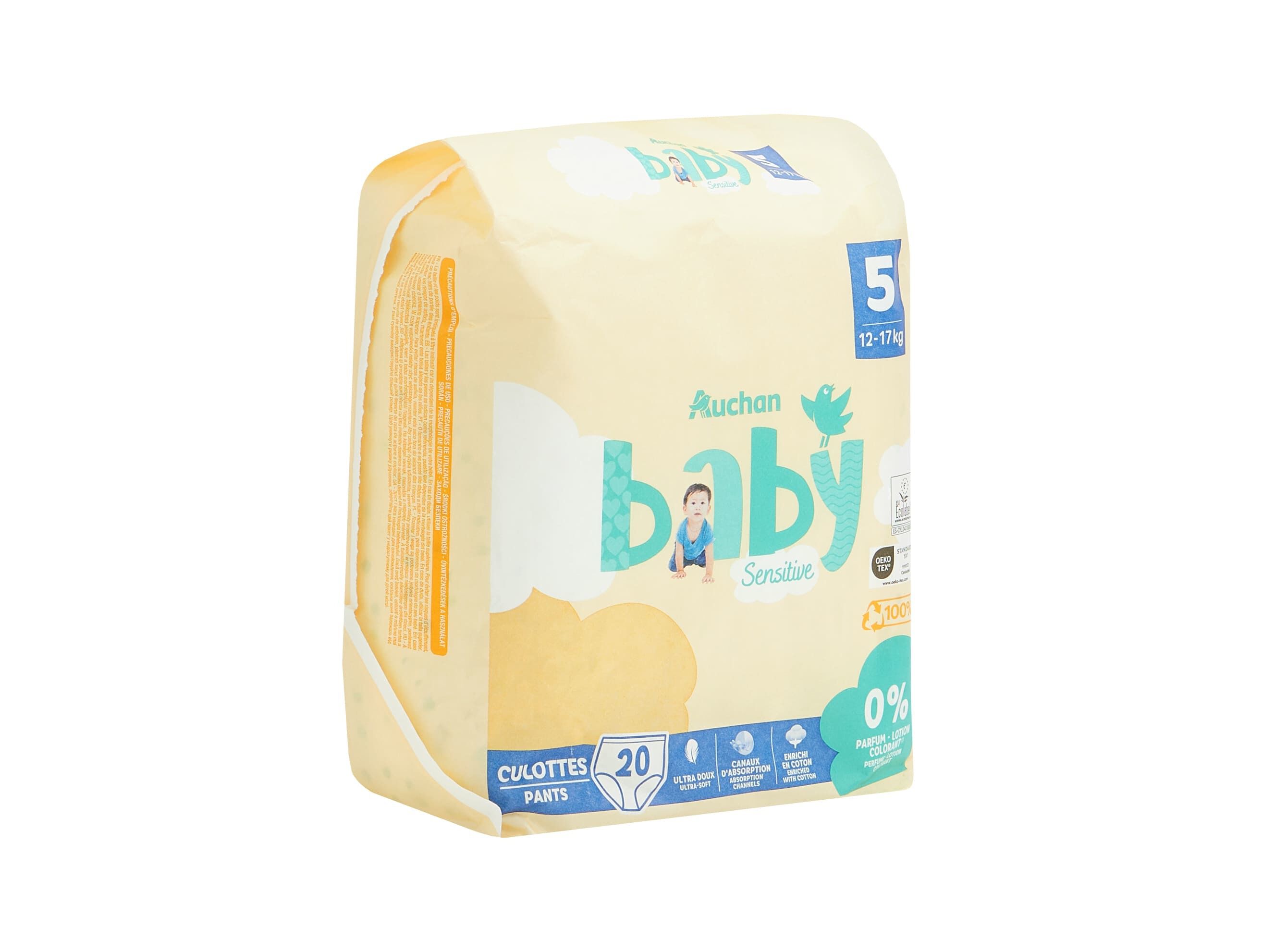 FRALDAS CUECA AUCHAN BABY SENSITIVE ECOL&Oacute;GICAS TAMANHO 5 12-17KG 20UN image number 2