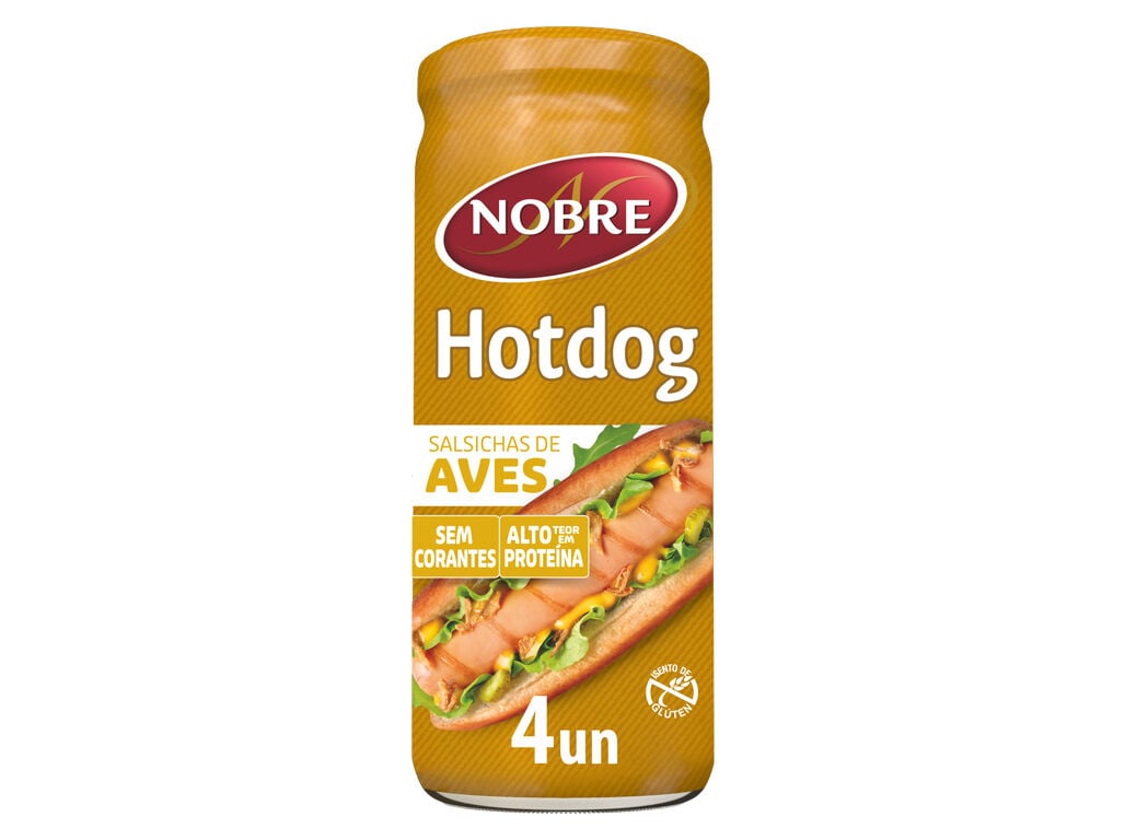 SALSICHAS AVES NOBRE HOT DOG FRASCO 4UN 430(210)G