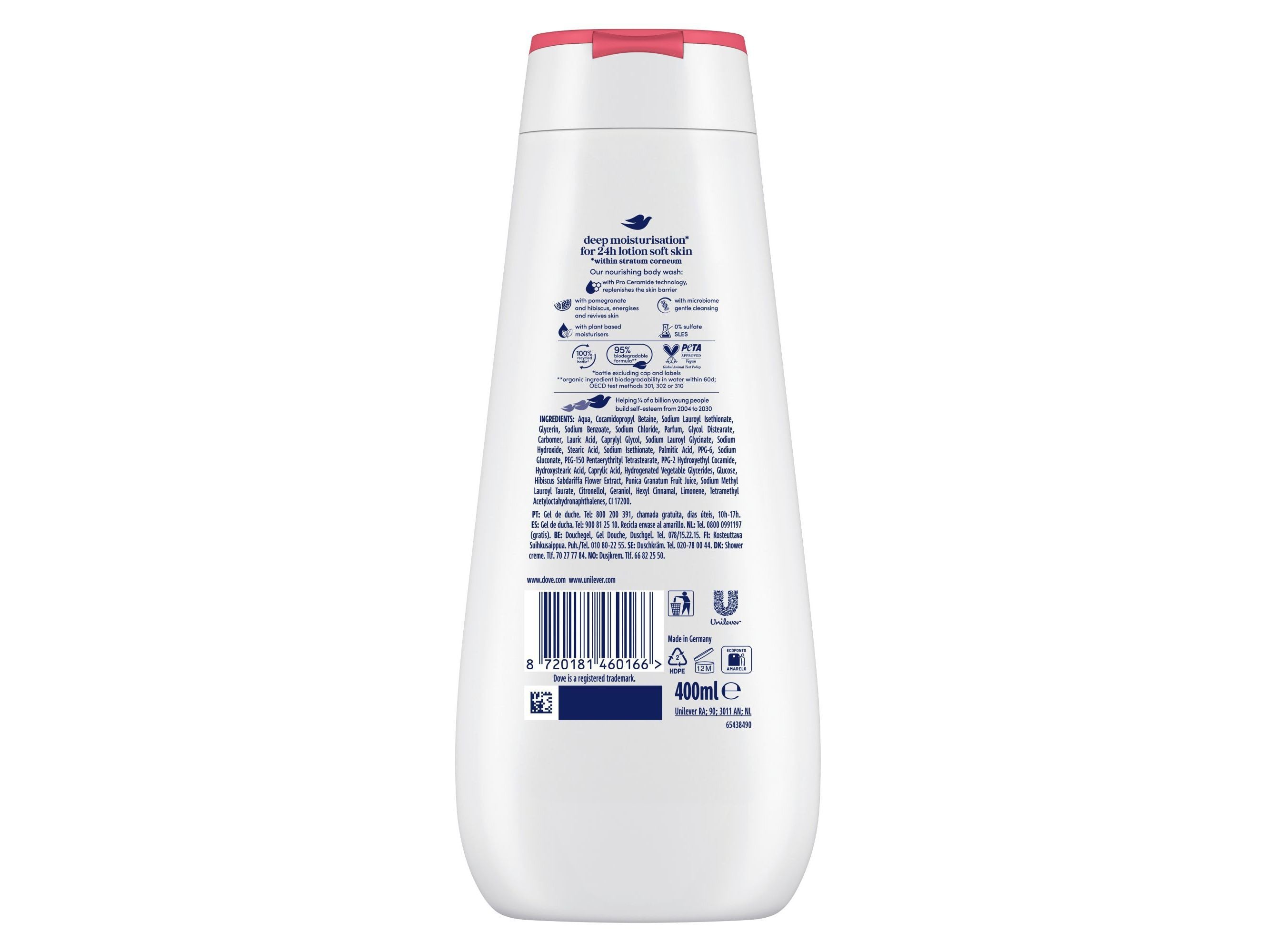 GEL BANHO DOVE ADVANCED REVIVING POMEGRANATE 400ML image number 2
