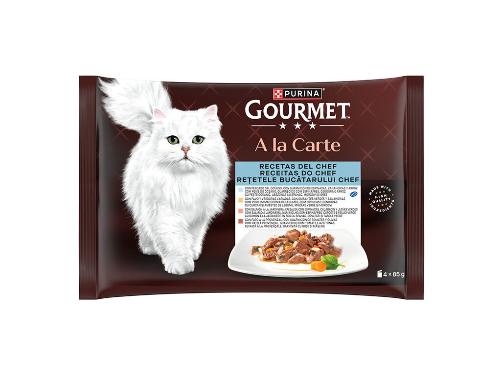 COMIDA H&Uacute;MIDA PARA GATO GOURMET A LA CARTE COM PEIXE 4X85G image number 1