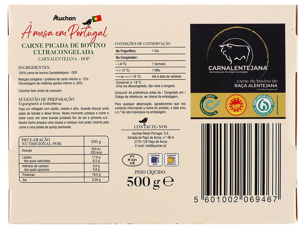 CARNE PICADA DOP AUCHAN &Agrave; MESA EM PORTUGAL 100% BOVINO ALENTEJANO 500G image number 1