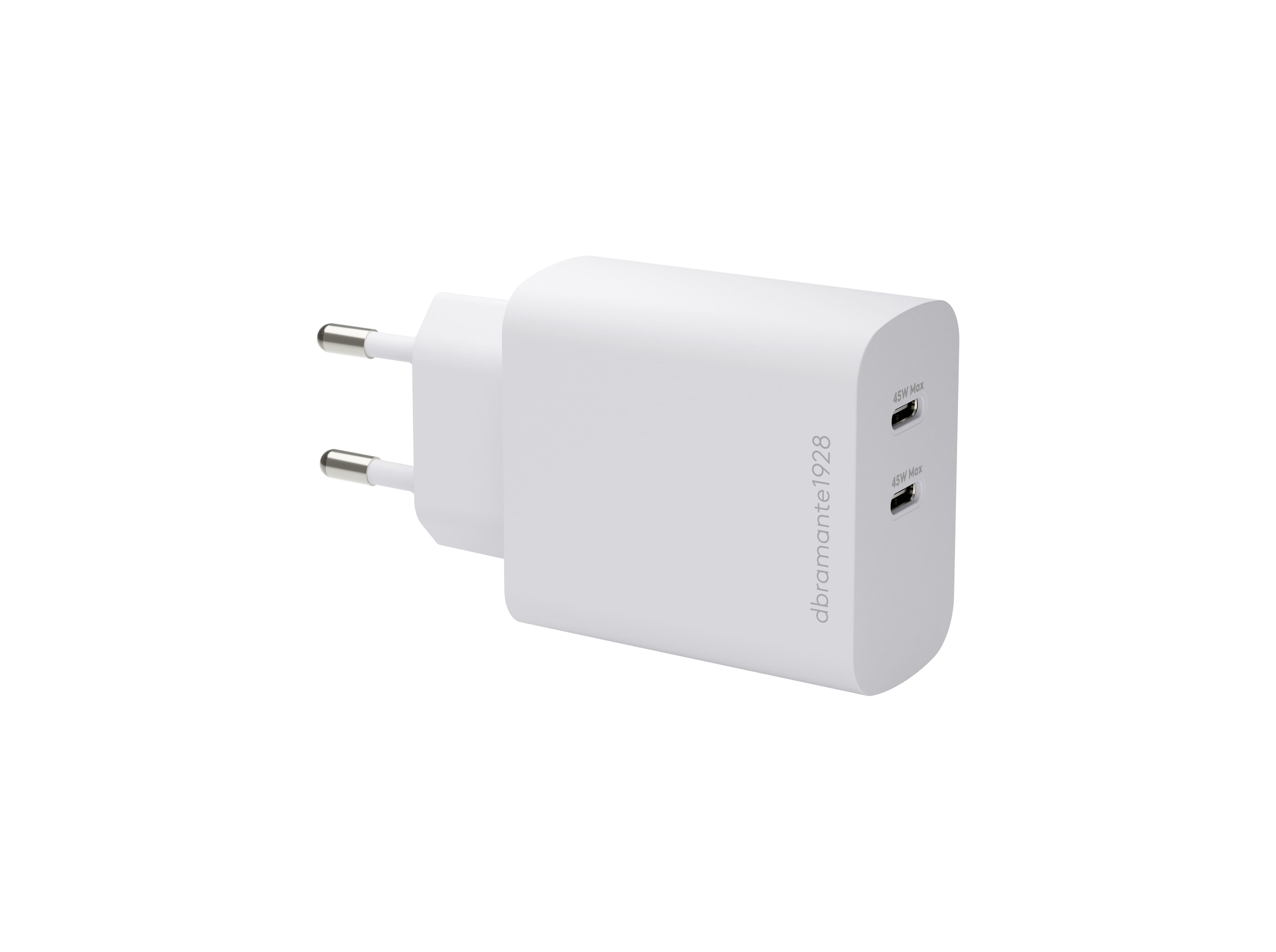 CARREGADOR DBRAMANTE EU WALL BRANCO 2XUSB-C 45W image number 0