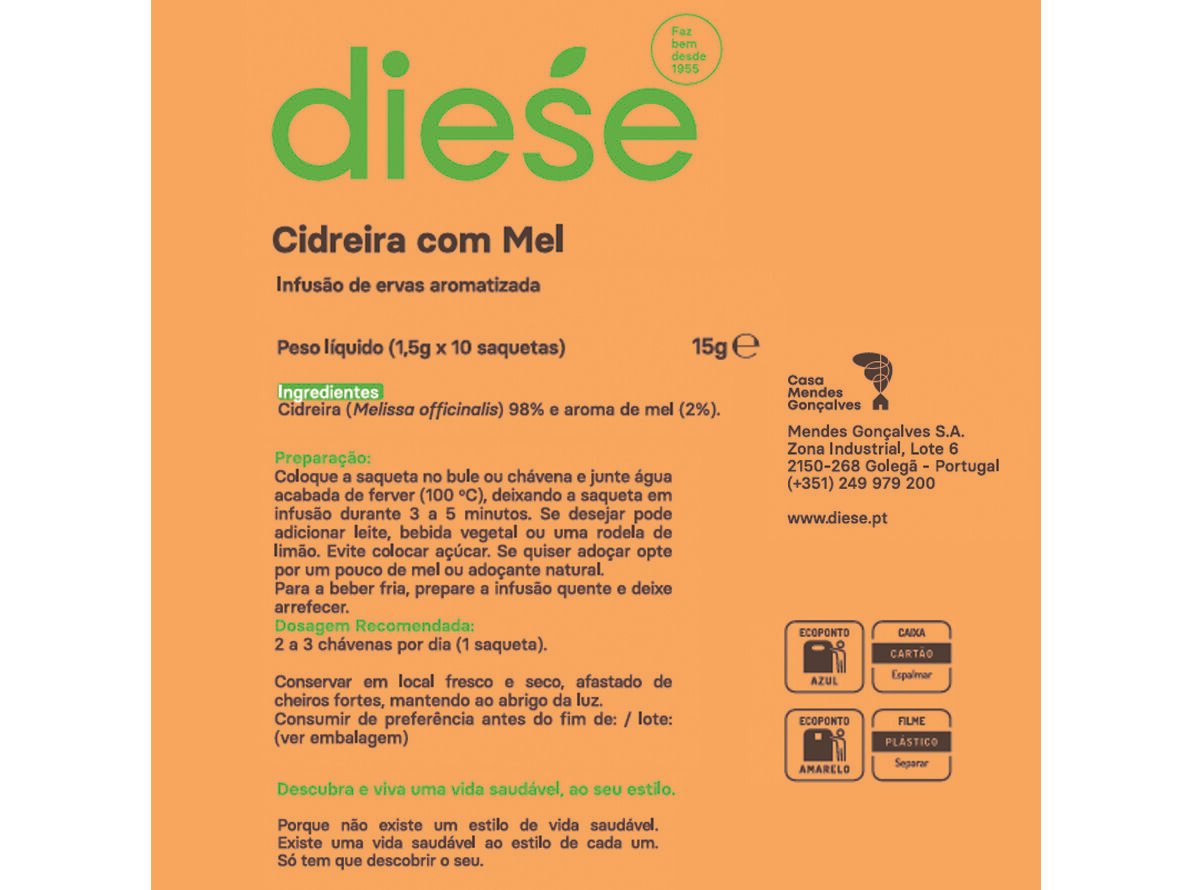CH&Aacute; PLANTAS E ERVAS DIESE CIDEREIRA COM MEL 15G image number 1