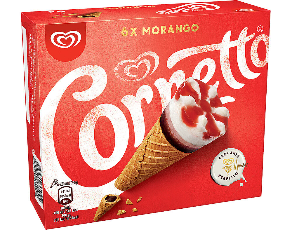 GELADO CORNETTO MULTIPACK MORANGO 6X90ML image number 0