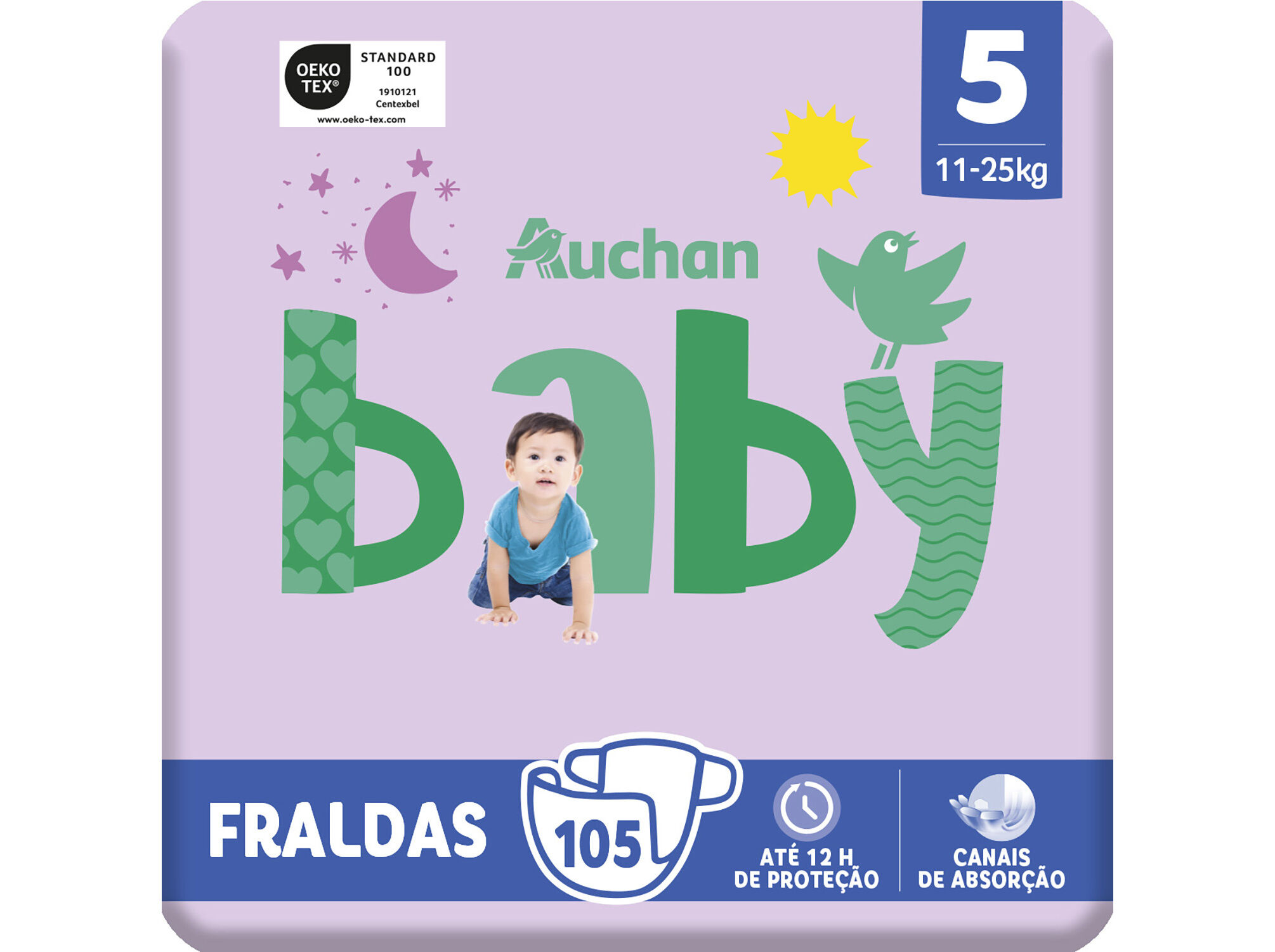 FRALDAS AUCHAN BABY T5 11-25KG 105UN image number 0