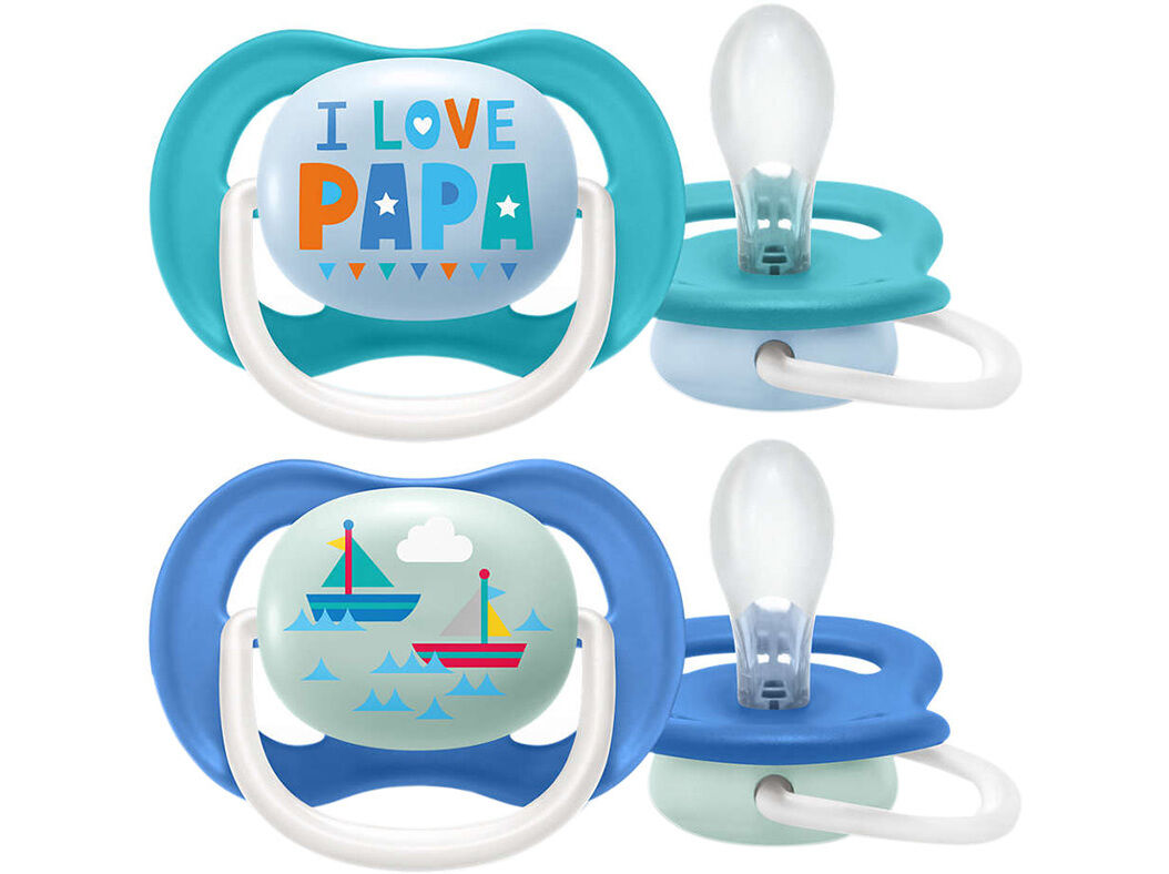 CHUPETA AVENT ULTRA AIR HAPP AZUL 6-18MESES 2UN