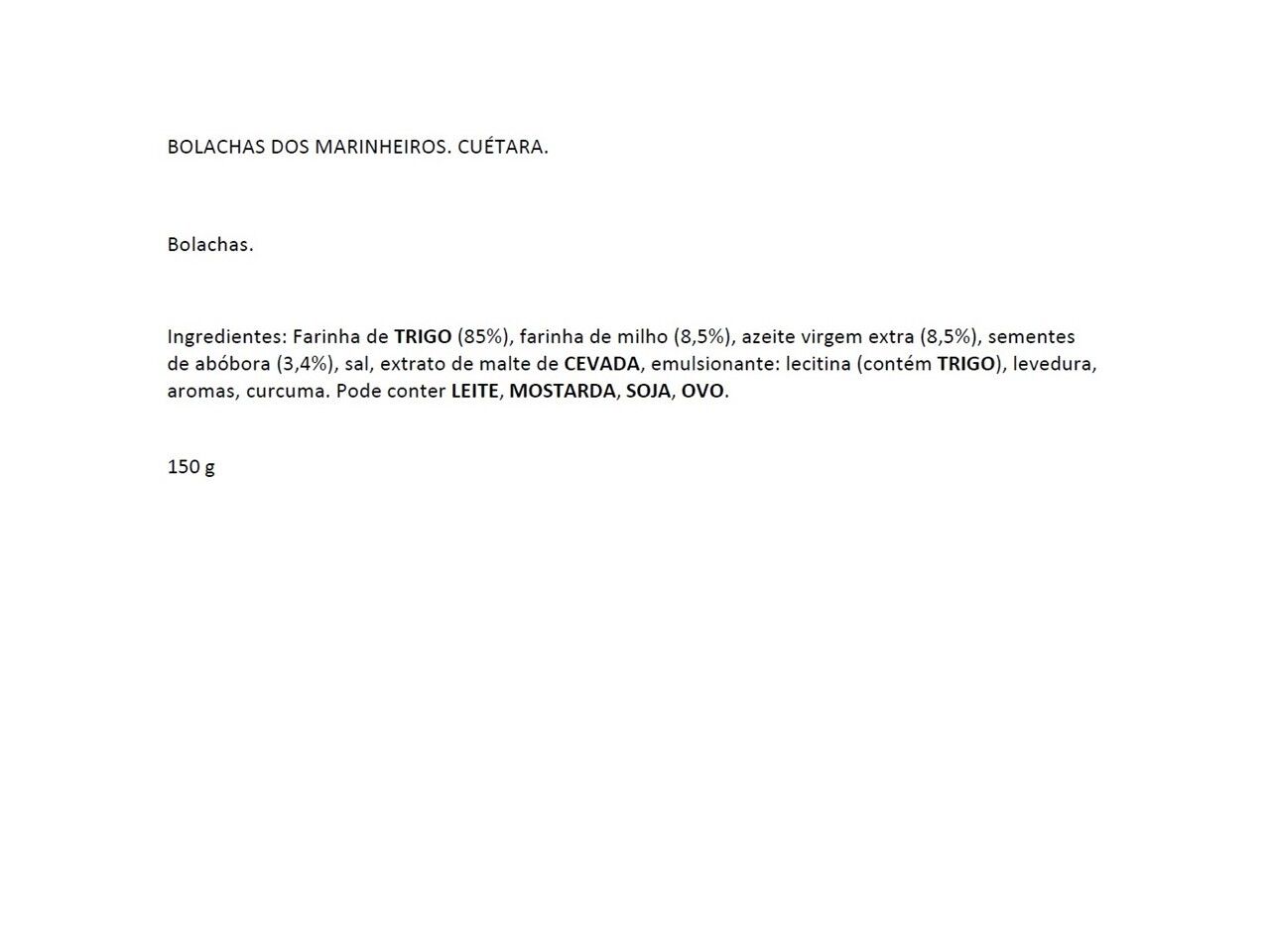 BOL MARINHEIRAS MILHO CU&Eacute;TARA 150G image number 1