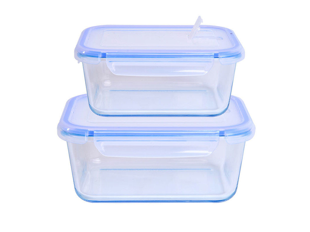 CONJ 2 CAIXAS HERM&Eacute;TICA ACTUEL VIDRO RECTANGULARES image number 0