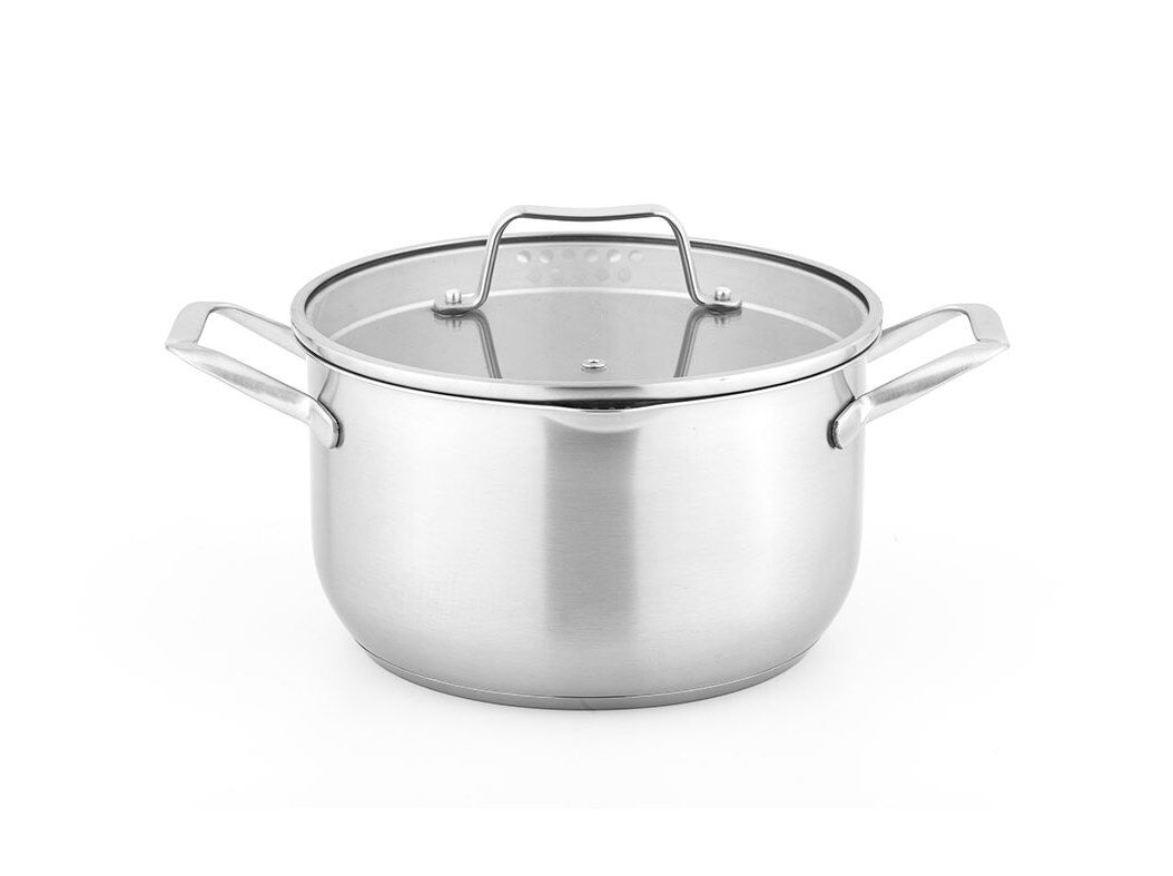 PANELA EM INOX ACTUEL COM TAMPA DE VIDRO 28CM