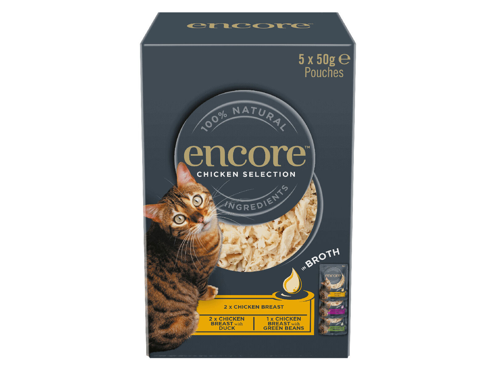 COMIDA H&Uacute;MIDA PARA GATO ENCORE SELE&Ccedil;&Atilde;O FRANGO 5X50G image number 0