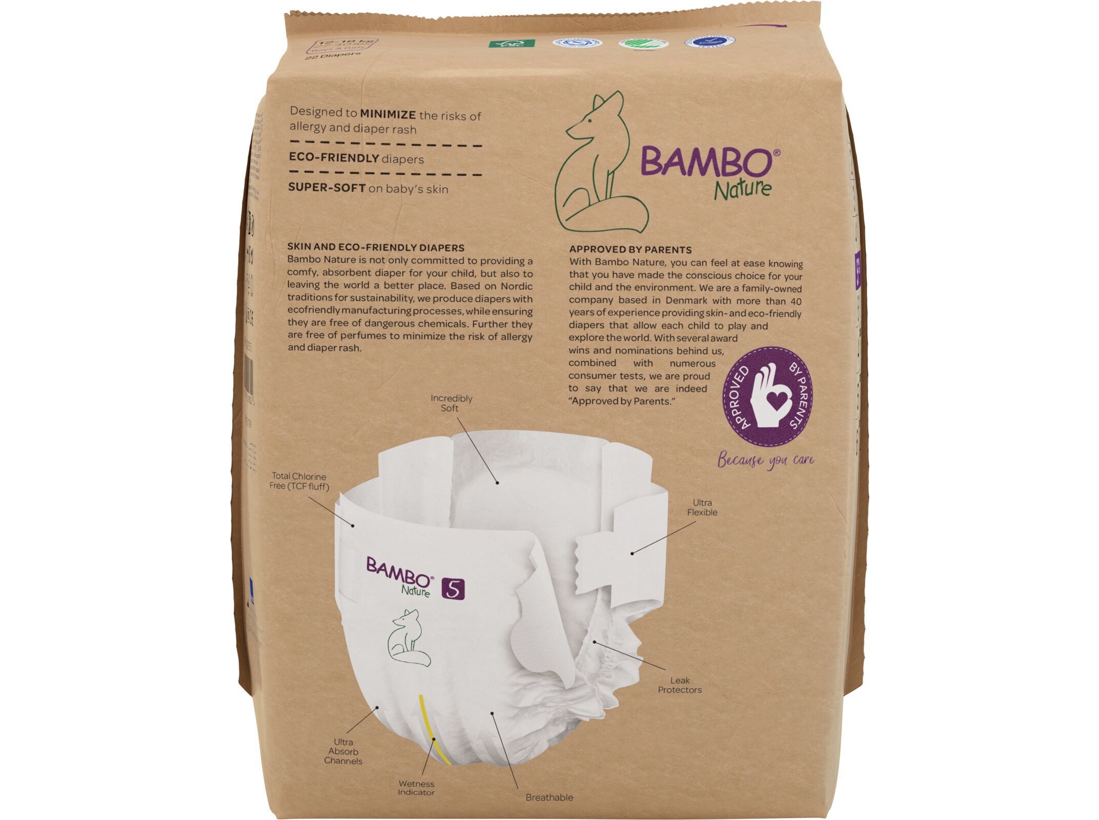 FRALDAS BAMBO NATURE PAPER BAG T5 12-18 KG 132UN image number 1