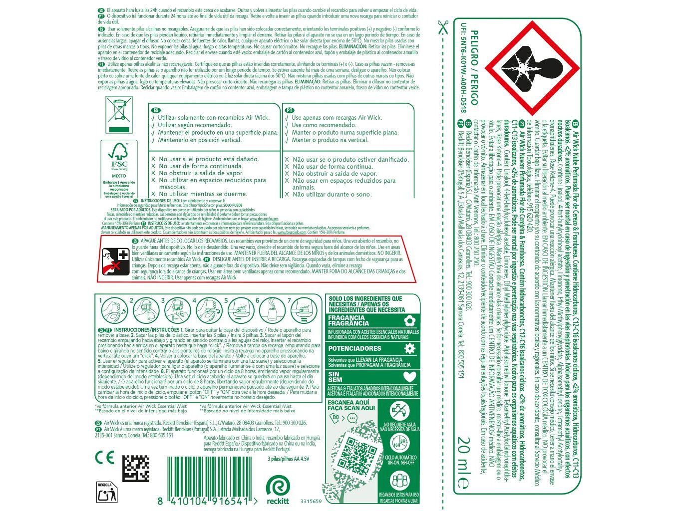 AMBIENTADOR AIRWICK NUVEM PERFUMADA FLOR CEREJEIRA 20ML image number 1