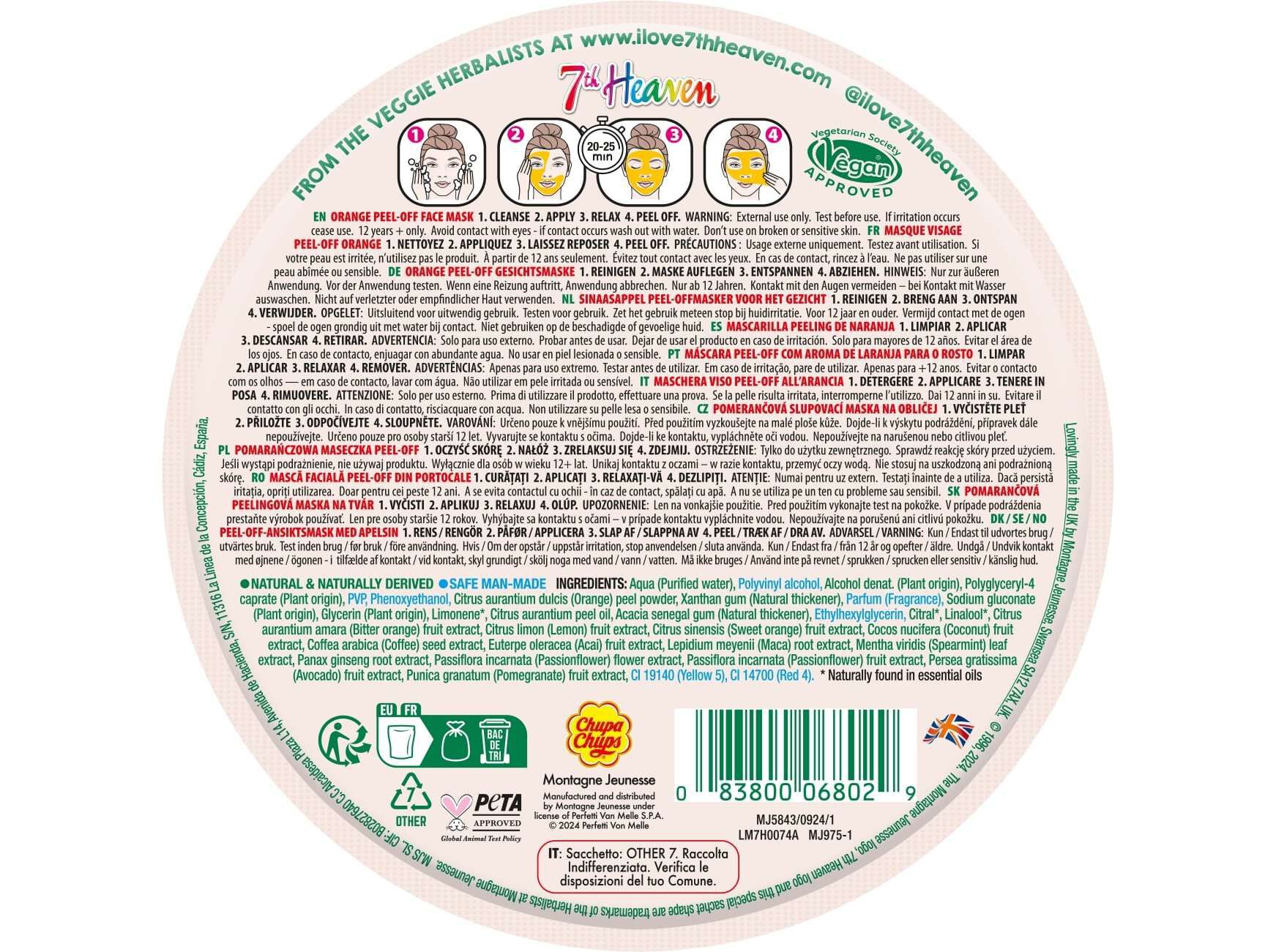 M&Aacute;SCARA 7TH HEAVEN CHUPA CHUPS LARANJA 8ML image number 1