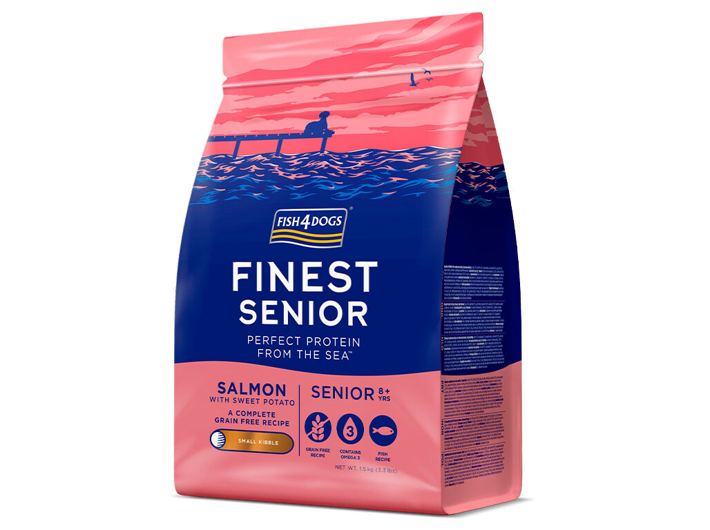 RA&Ccedil;&Atilde;O C&Atilde;O S&Eacute;NIOR FISH4DOGS RA&Ccedil;AS PEQUENAS SALM&Atilde;O 1.5KG image number 0