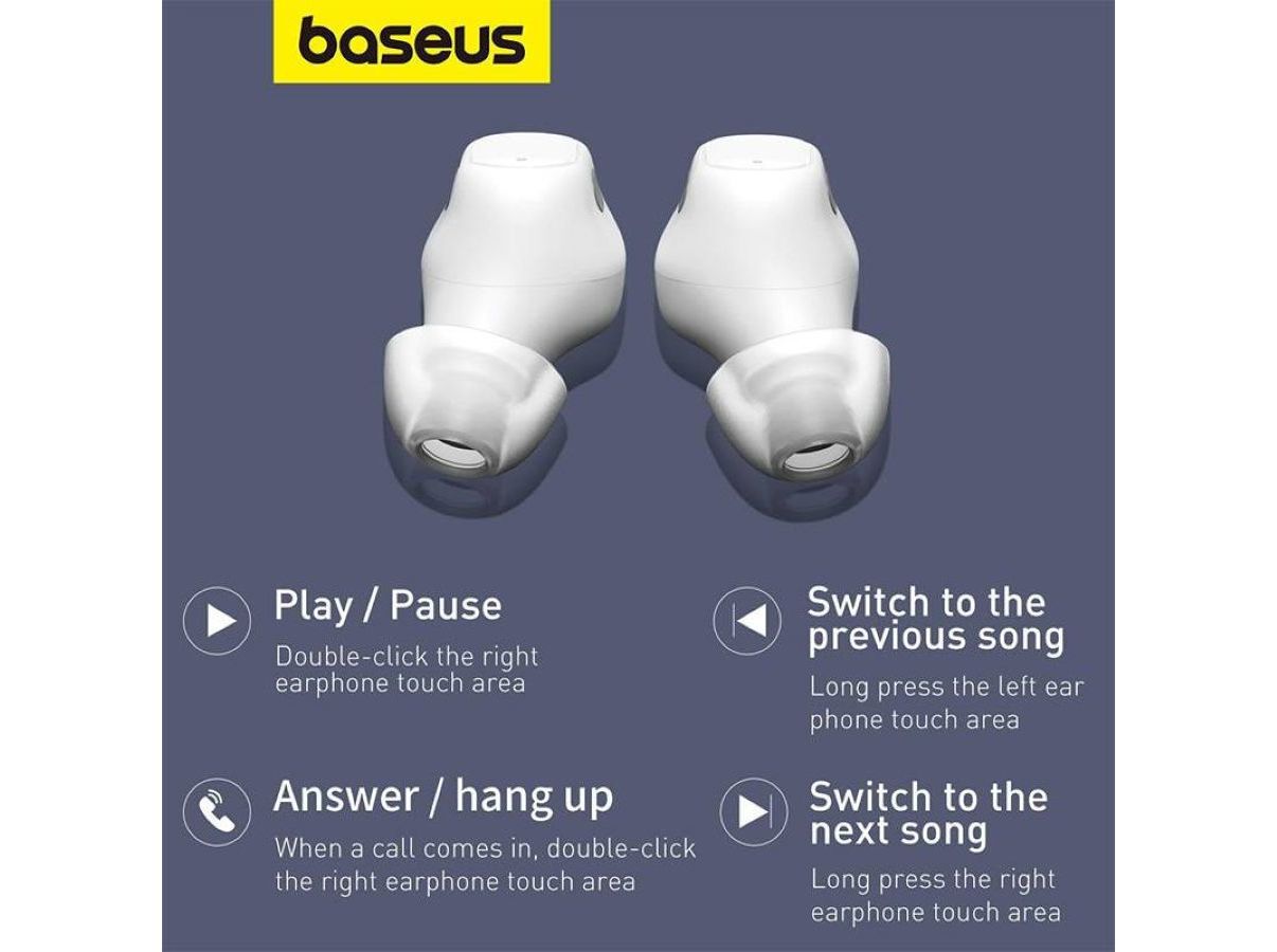 AURICULARES TWS BASEUS BOWIE WM01 BRANCO image number 4