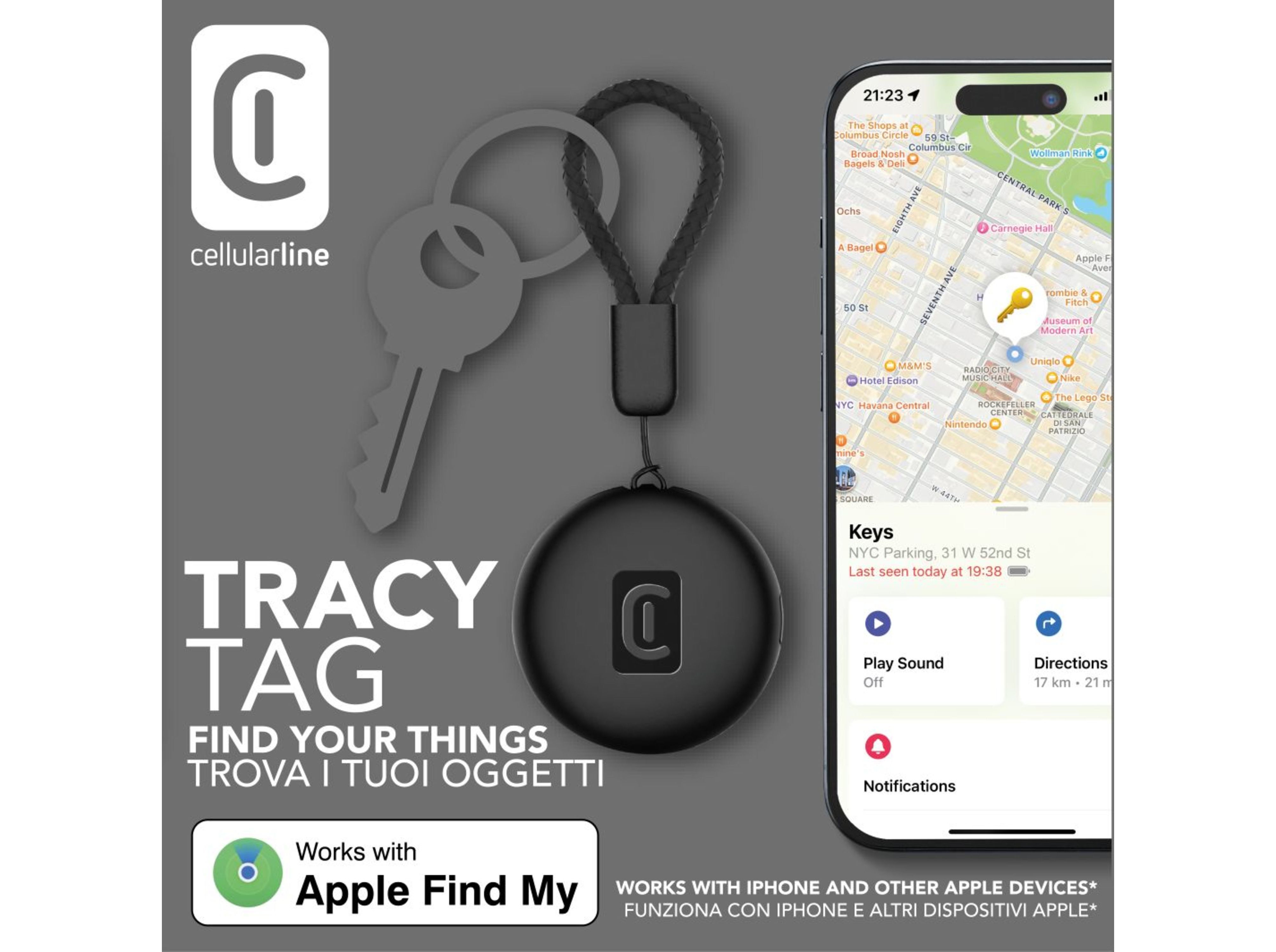 LOCALIZADOR CELLULARLINE TRACY TAG PRETO image number 1