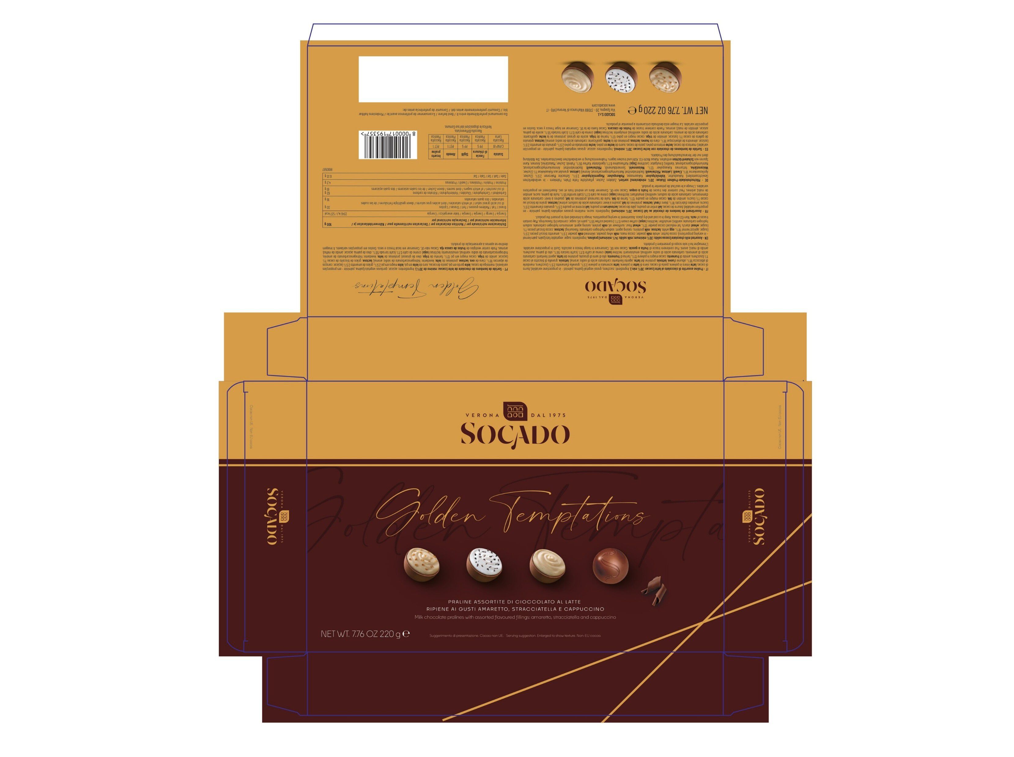 BOMBONS SOCADO GOLDEN TEMPTATION 220G image number 1