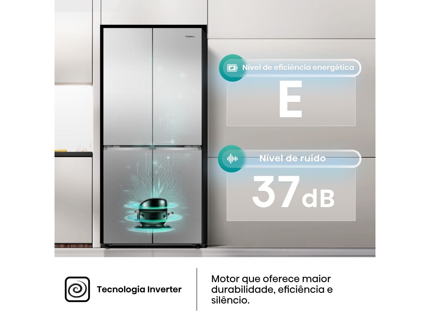 FRIGOR&Iacute;FICO AMERICANO HISENSE RQ5P470SEIE (NO FROST E 178.5CM 483L CINZENTO) image number 10