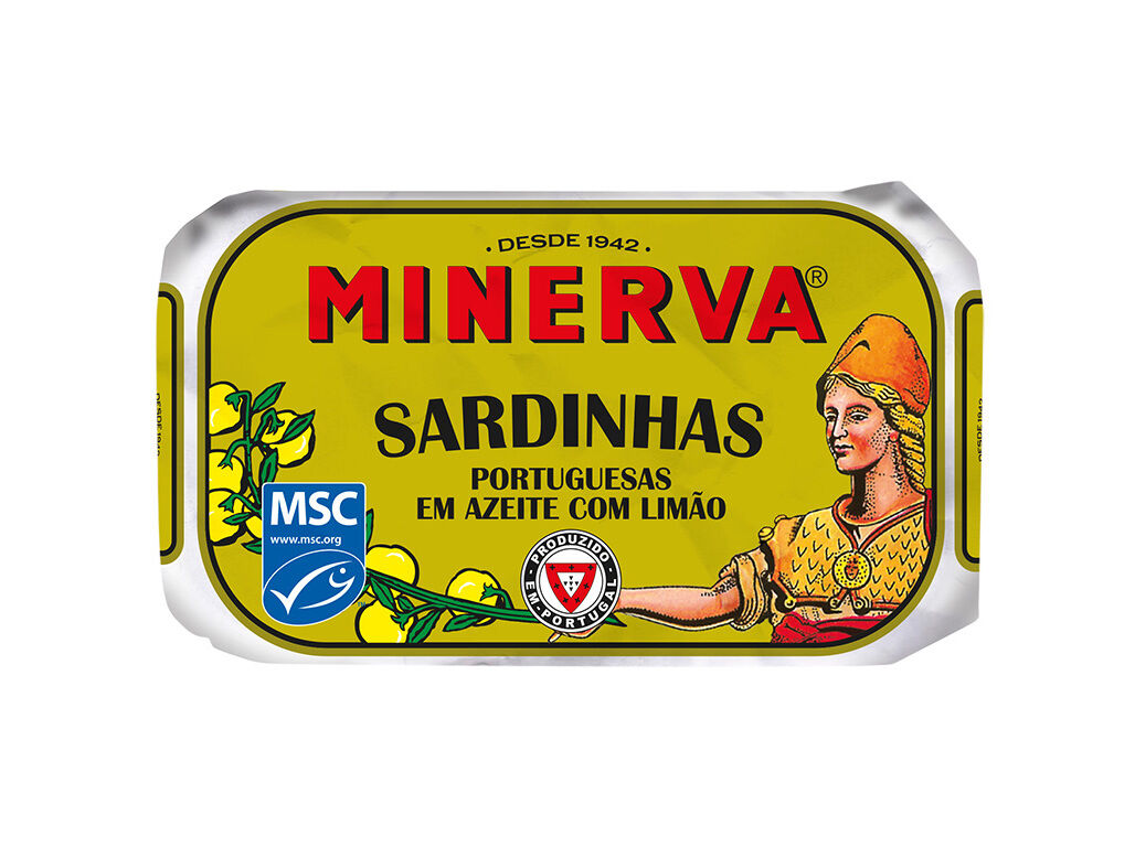 SARDINHA MINERVA EM AZEITE C/ LIM&Atilde;O 120(85)G