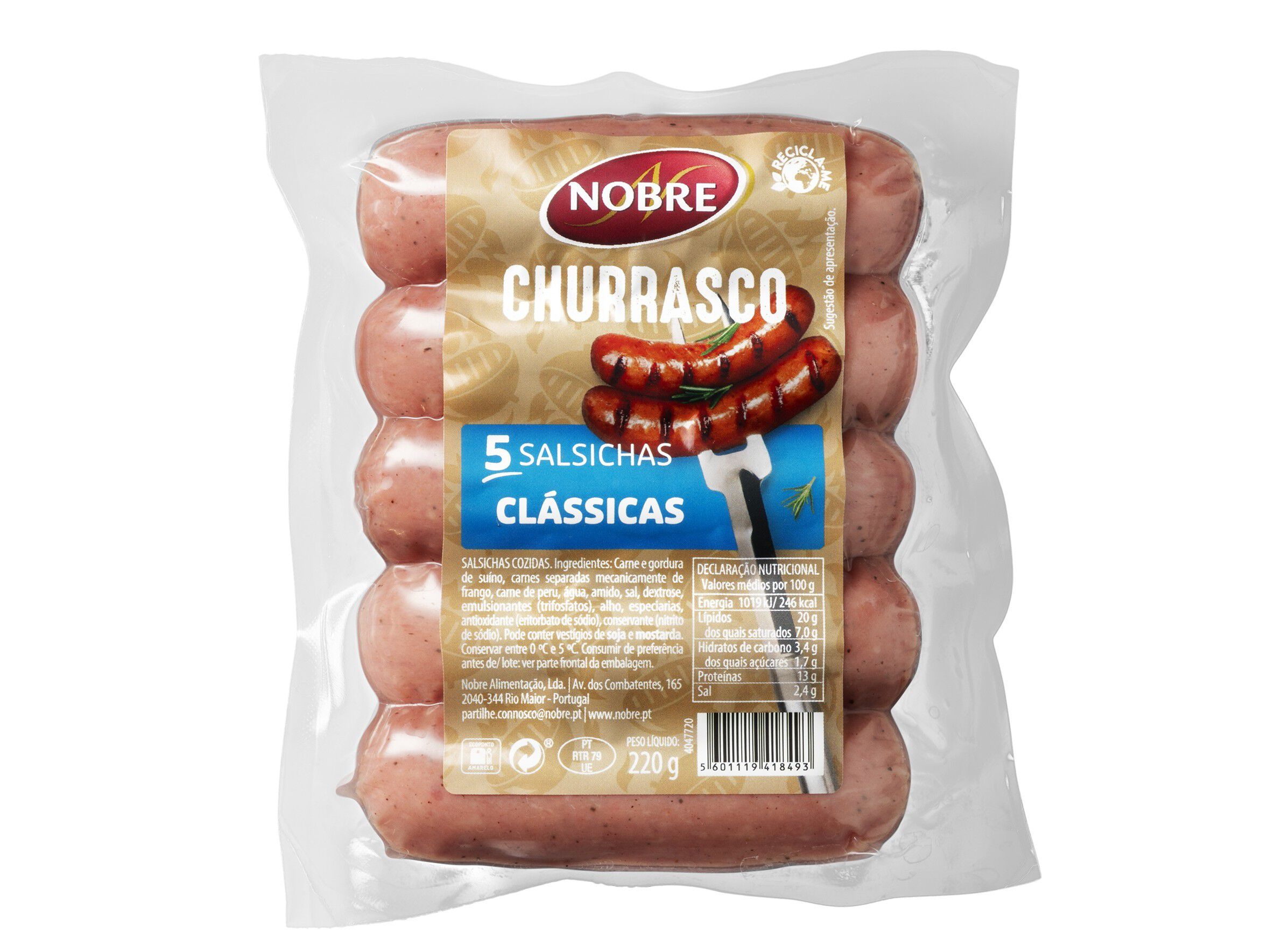SALSICHAS CHURRASCO NOBRE CL&Aacute;SSICAS 220G image number 1
