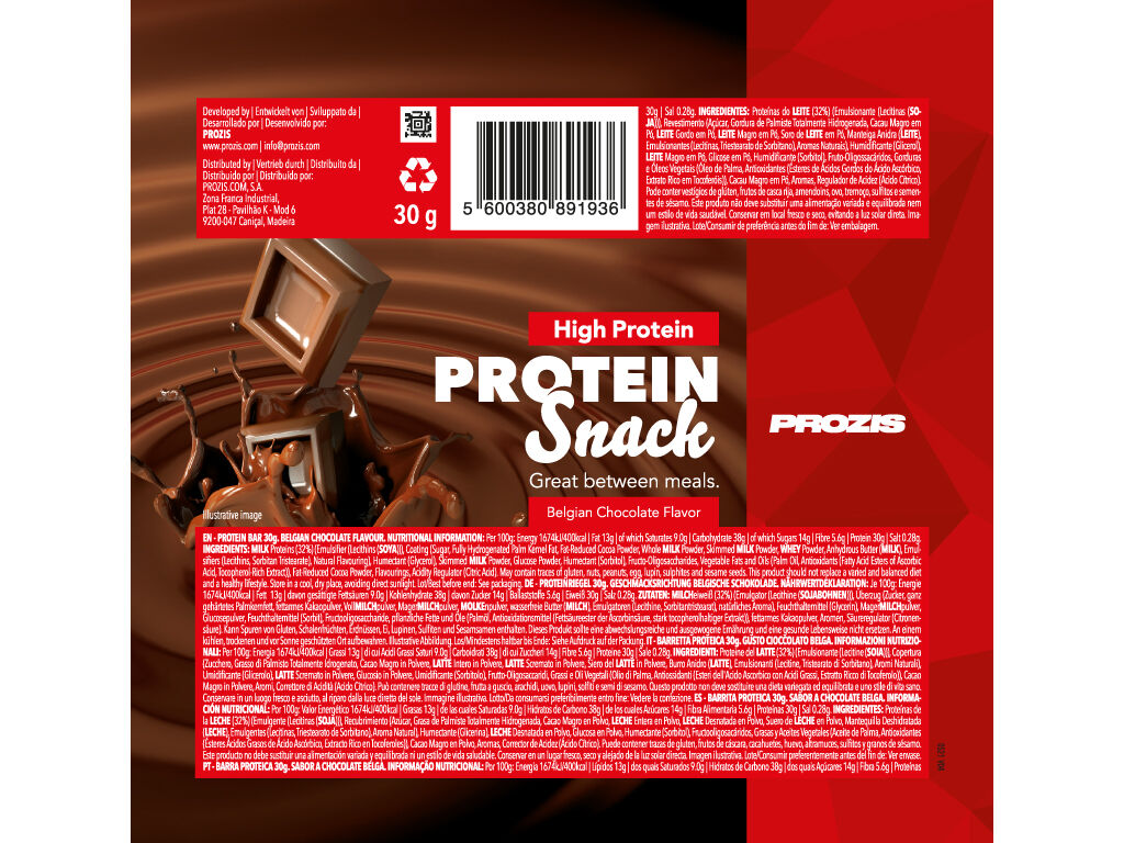 BARRA PROTEINA PROZIS CHOCOLATE BELGA 30G image number 1