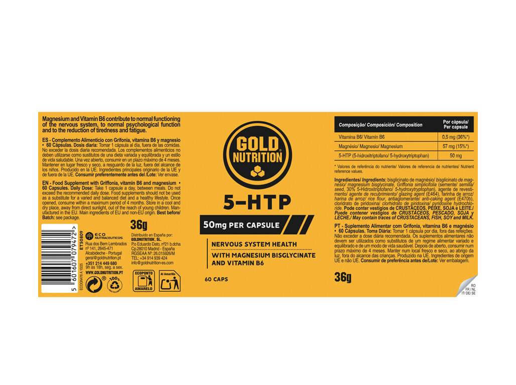 SUPLEMENTO GOLDNUTRITION 5-HTP 60 CAPS image number 1