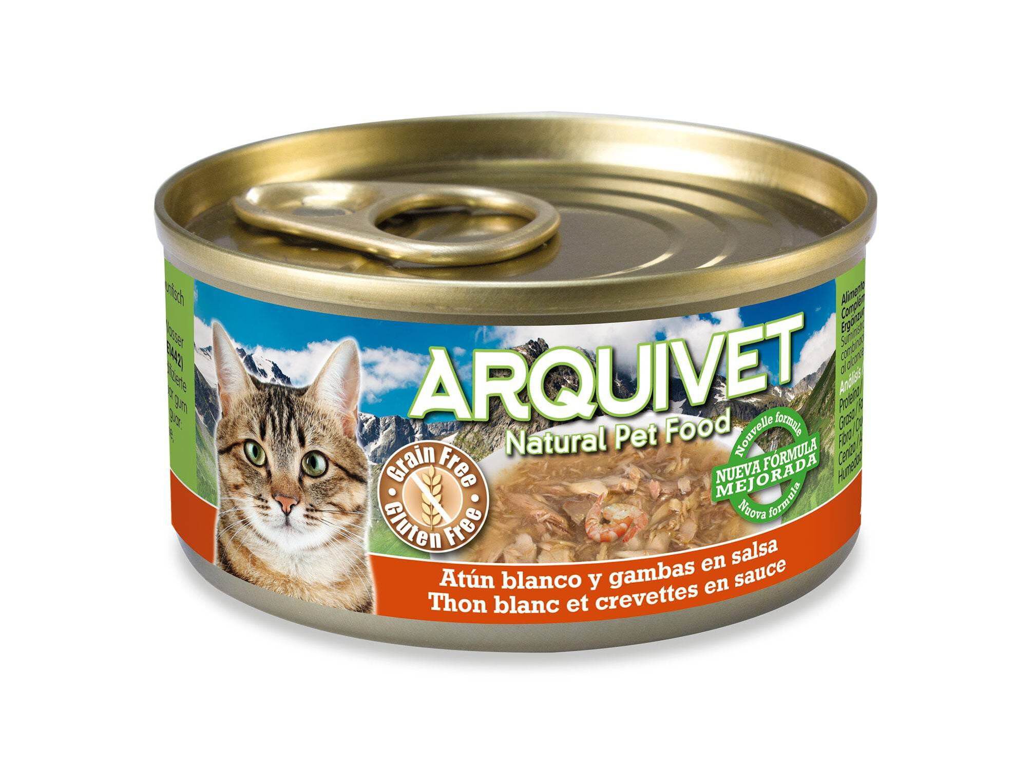 COMIDA H&Uacute;MIDA GATO ARQUIVET ATUM BRANCO E CAMAR&Atilde;O 80G image number 1