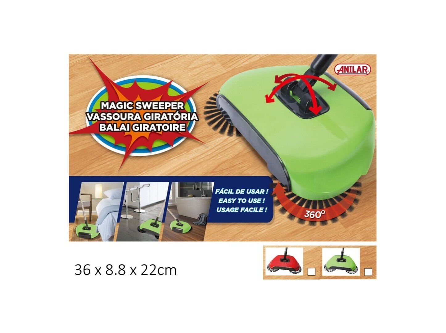 VASSOURA GIRATORIA ANILAR CORES SORTIDAS