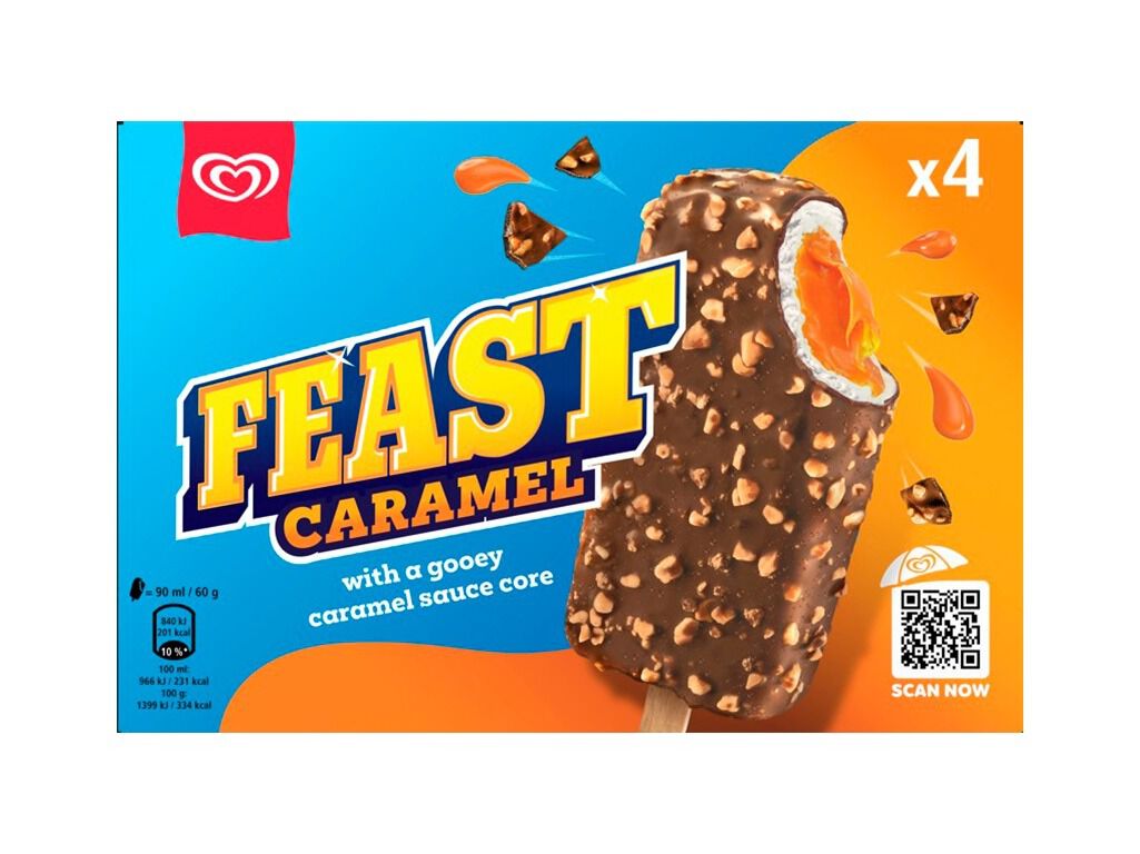 GELADO OL&Aacute; FEAST CARAMELO 4X90ML image number 0
