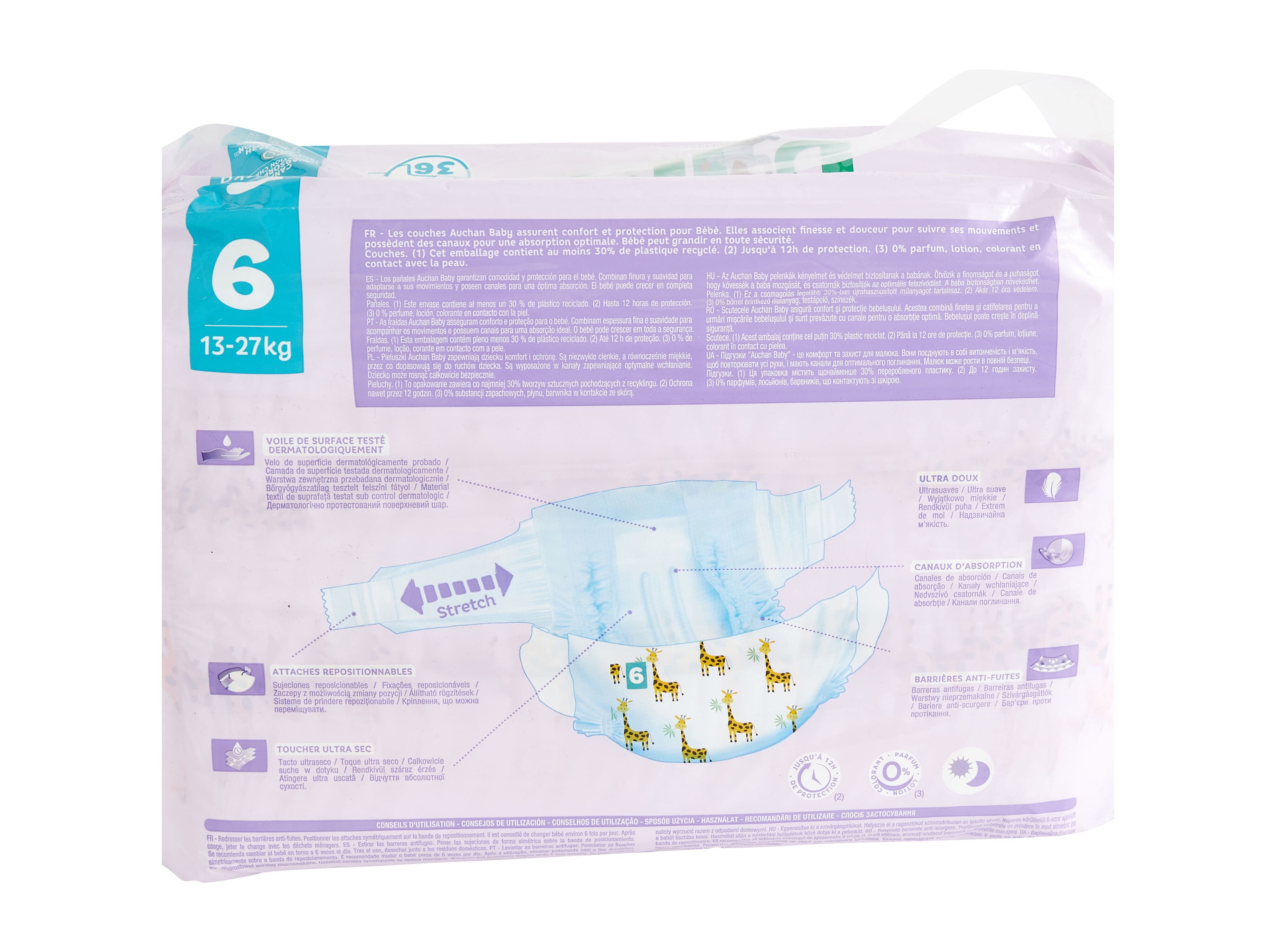 FRALDAS AUCHAN BABY T6 13-27KG 36UN image number 1