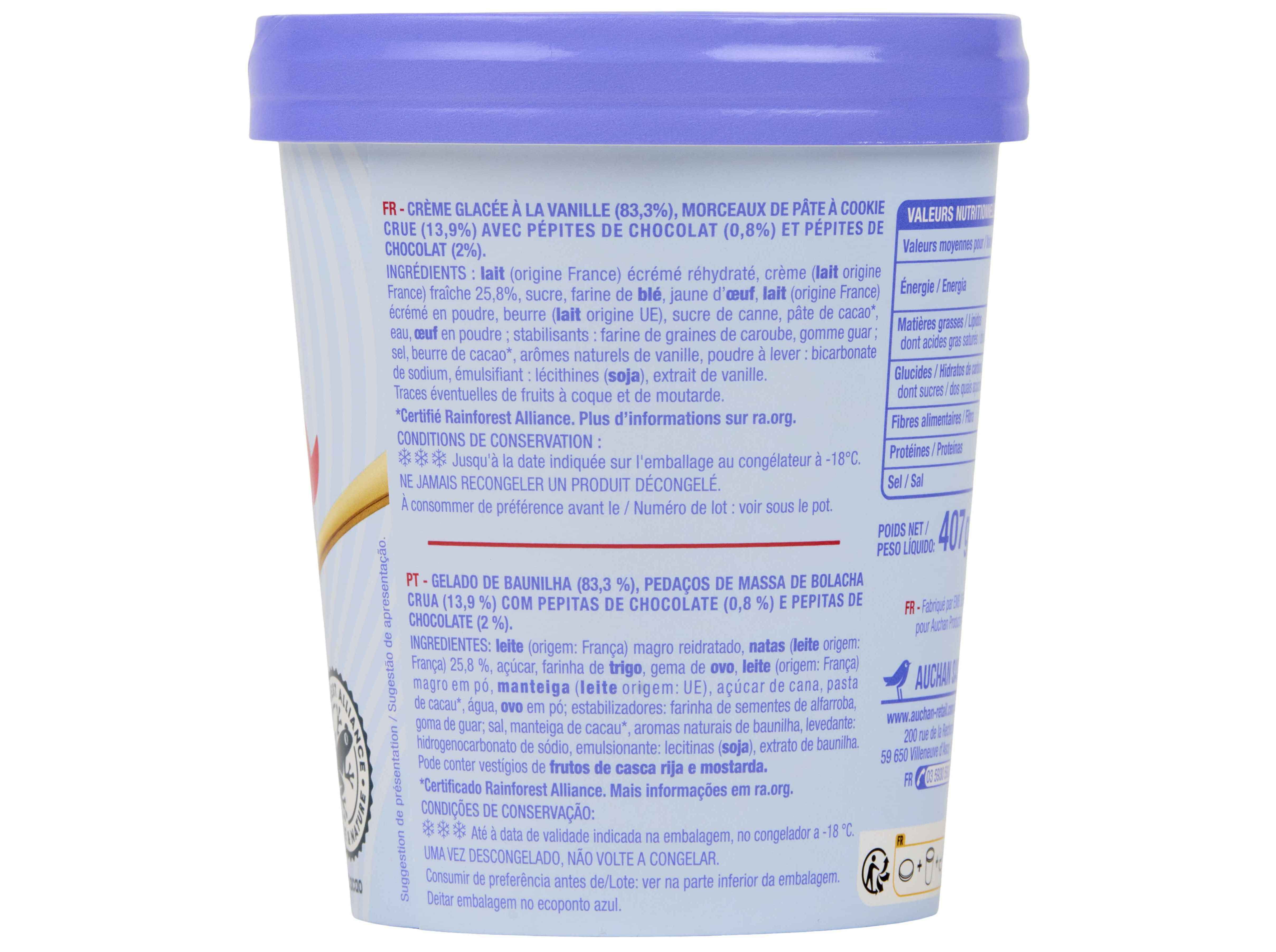 GELADO AUCHAN COOKIE DOUGH 500ML image number 2