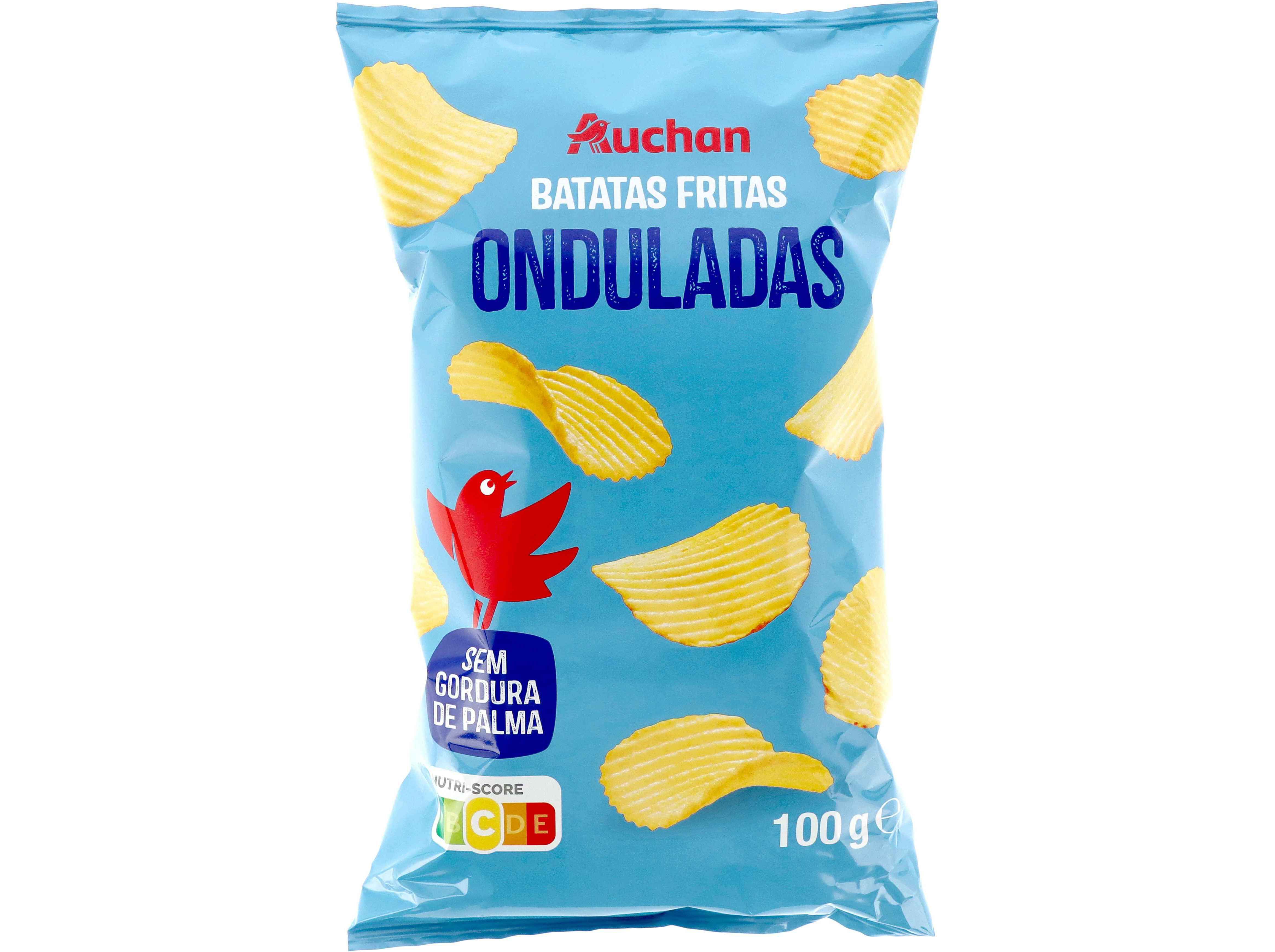 BATATAS AUCHAN FRITAS ONDULADA GIRASSOL 100G