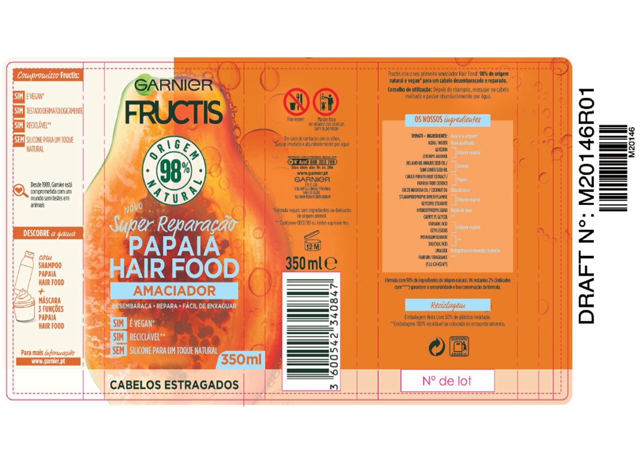 CONDICIONADOR FRUCTIS HAIR FOOD PAPAIA 350ML image number 1