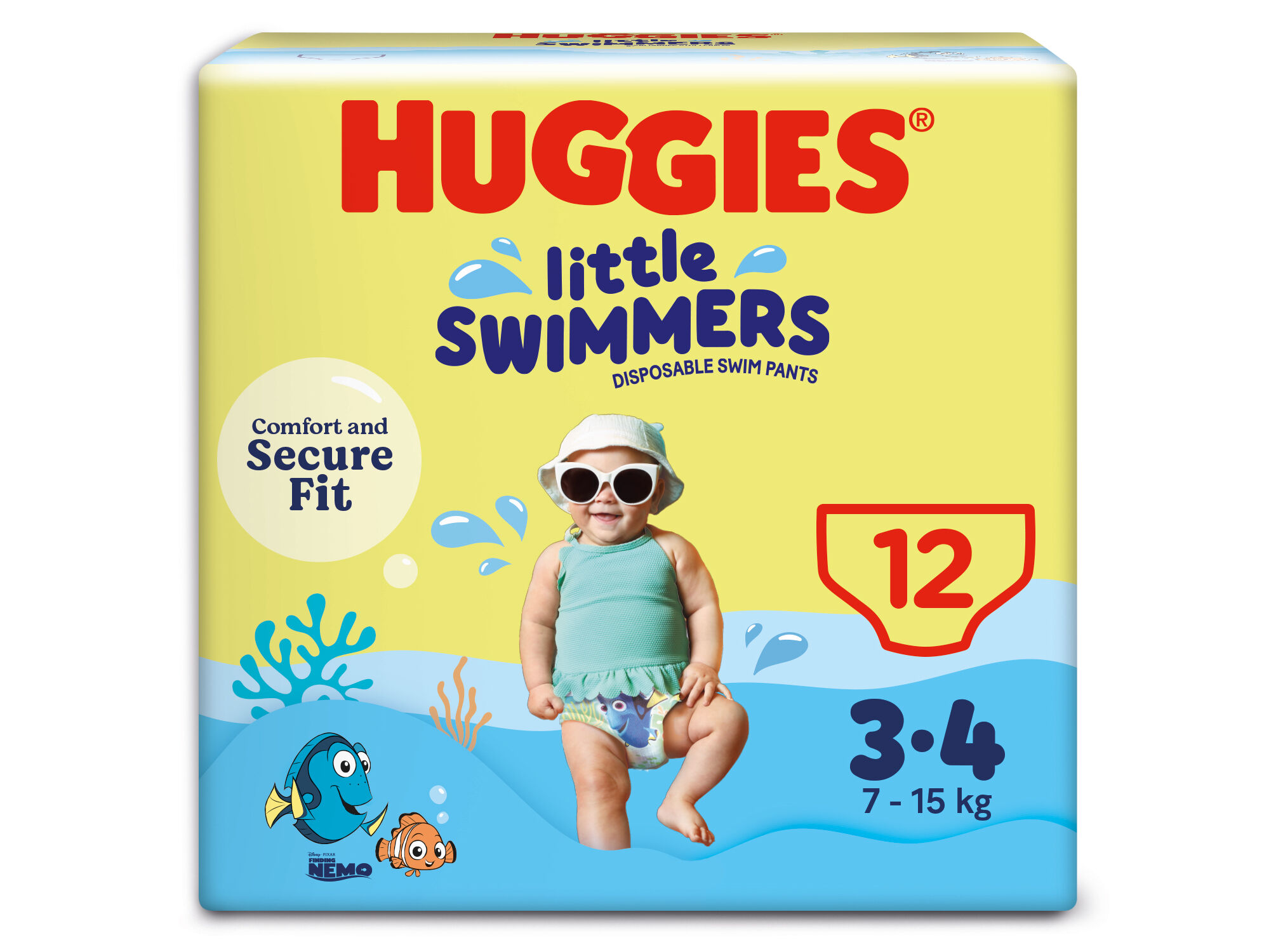 FRALDA CUECA BANHO HUGGIES LITTLE SWIMMERS T3/4 7KG A 15KG 12UN
