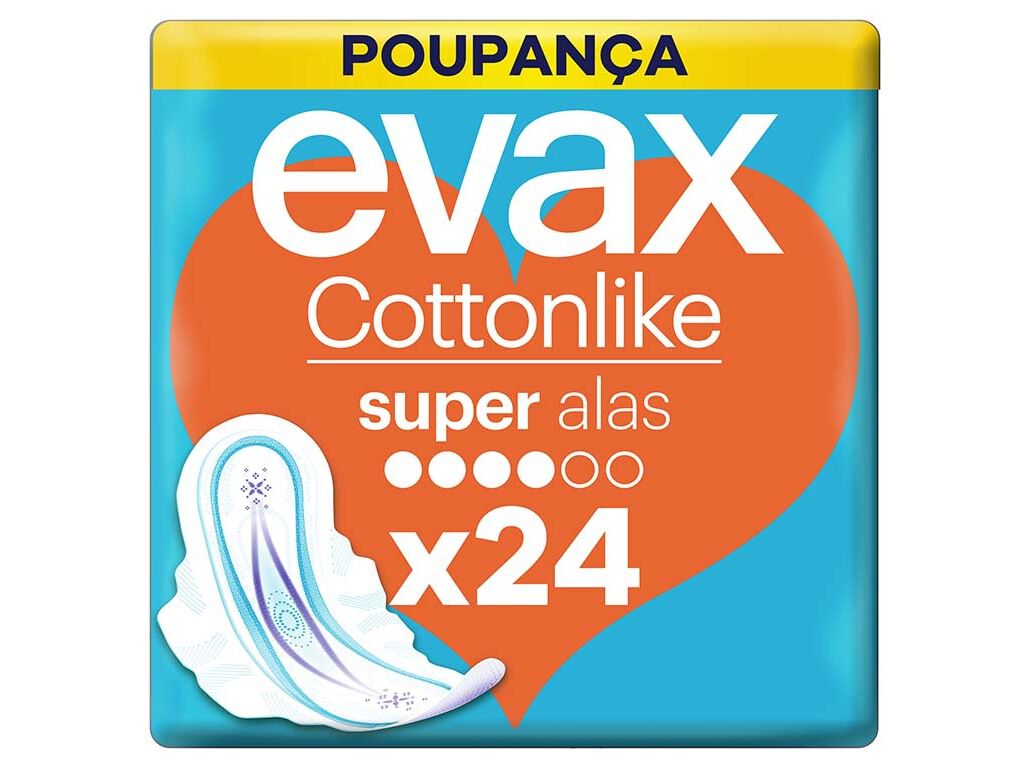 PENSOS HIGI&Eacute;NICOS COTTONLIKE SUPER COM ABAS EVAX 24 UN