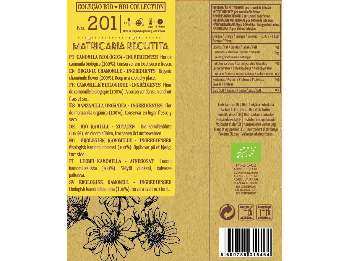 INFUS&Atilde;O LISBON TEA CO. BIO CAMOMILA 40G image number 1