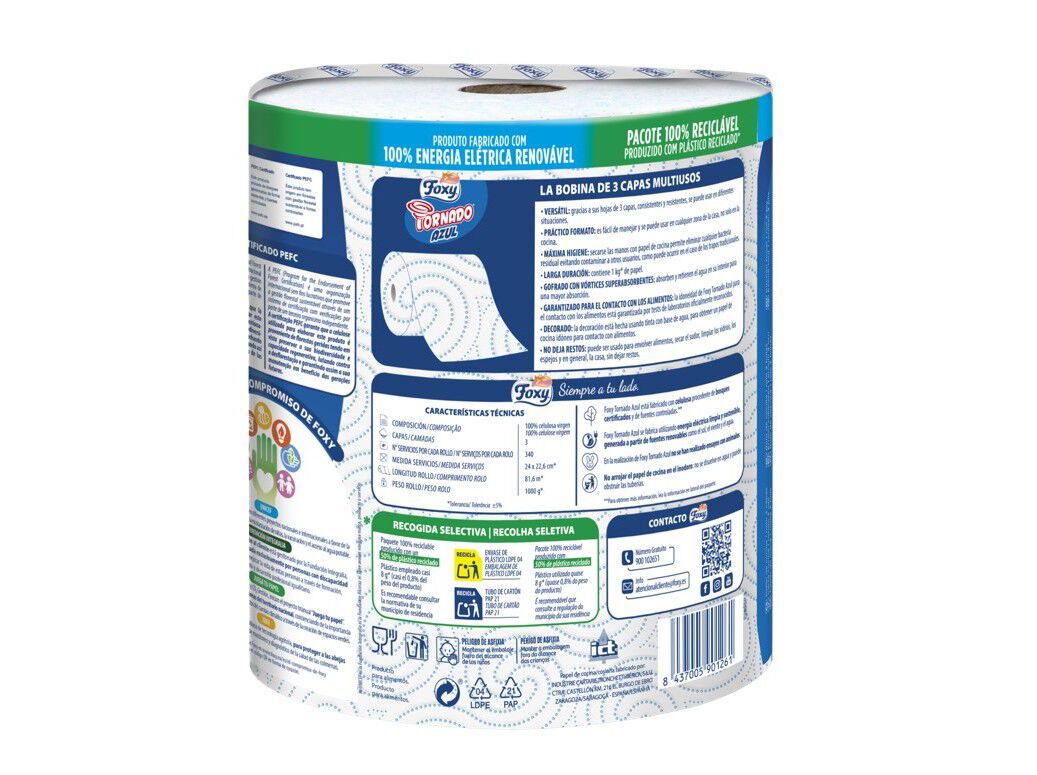 ROLO DE COZINHA FOXY JUMBO TORNADO AZUL 1UN image number 1