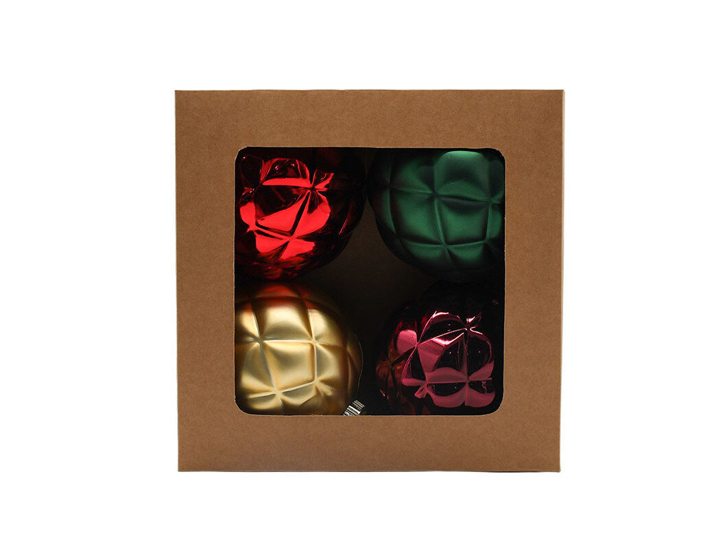 CAIXA 4 BOLAS NATAL ACTUEL PL&Aacute;STICO 15CM