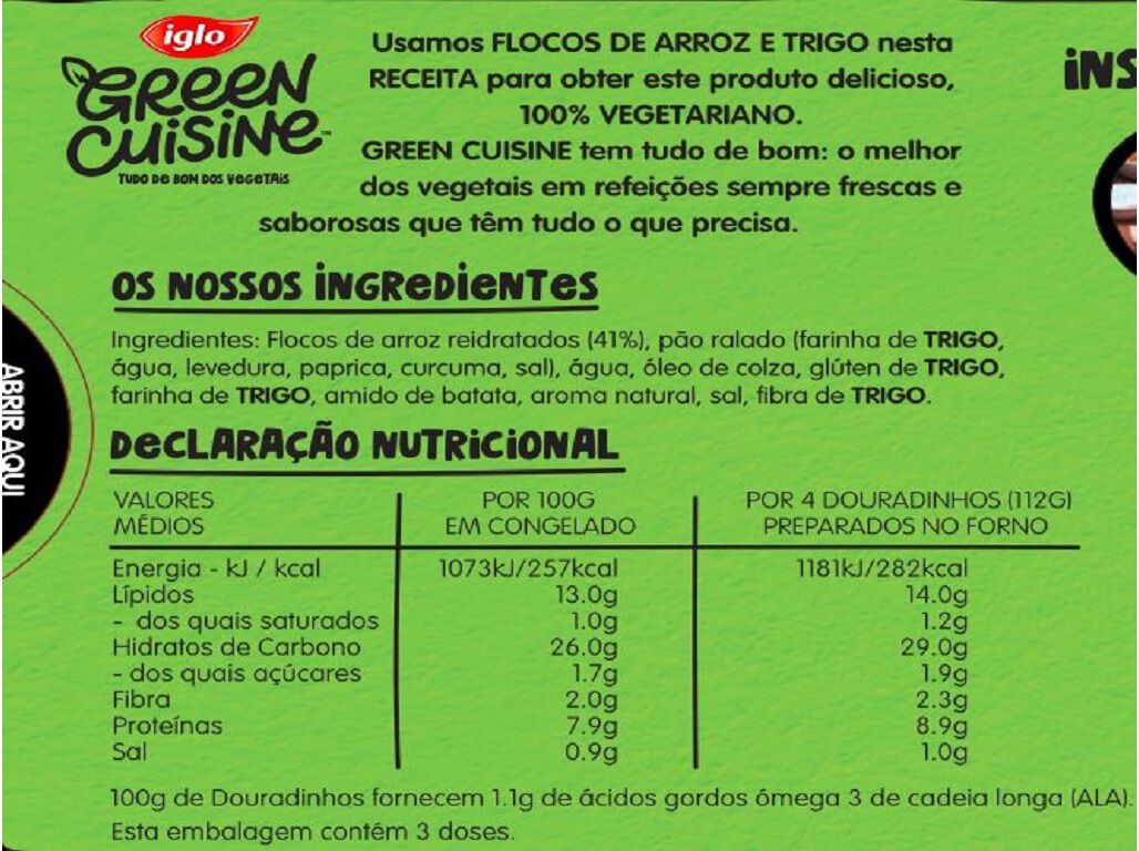 DOURADINHOS IGLO GREEN CUISINE VEGAN 12UN 336G image number 1
